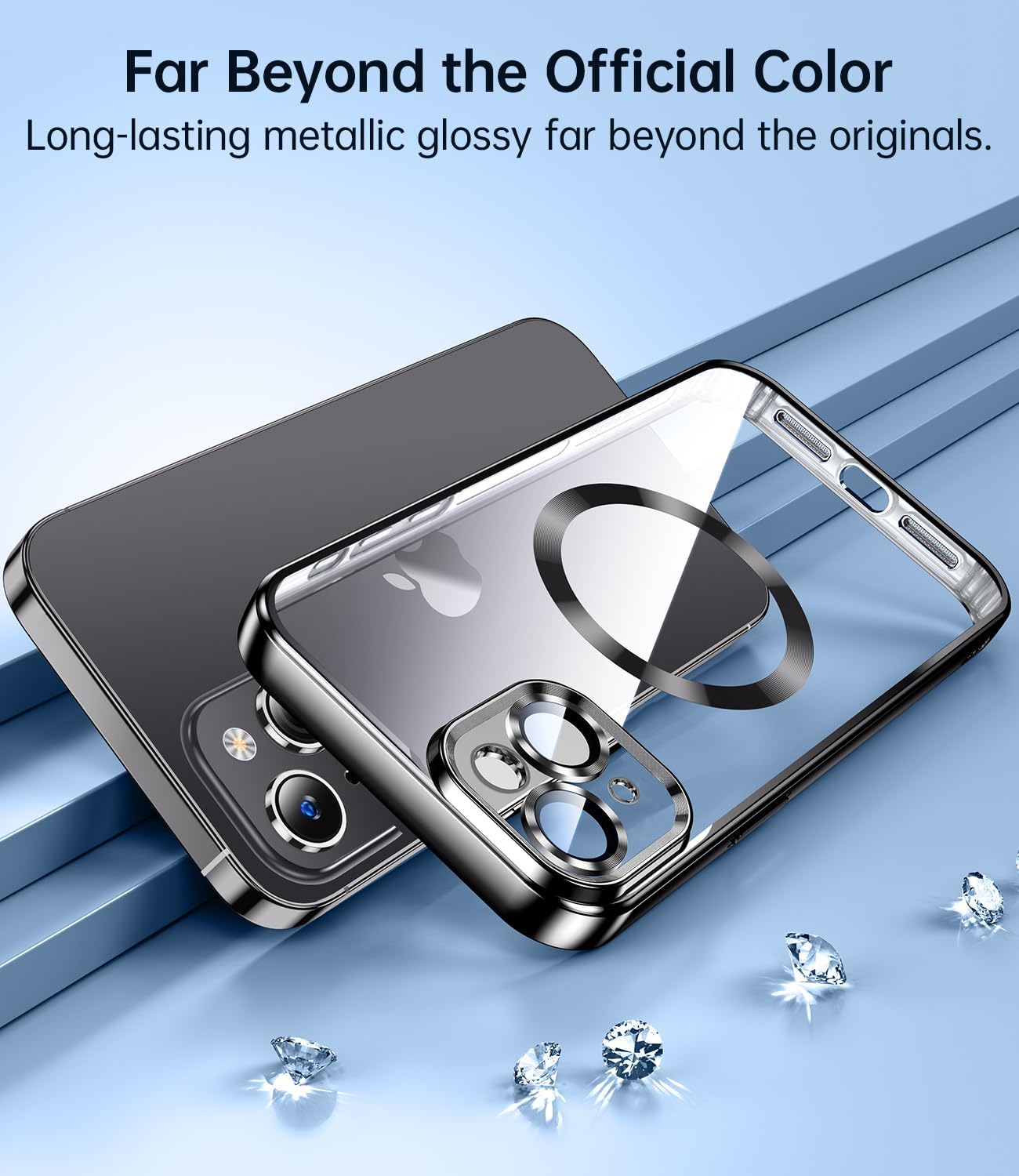 JUESHITUO Magsafe – Funda magnética transparente para iPhone 15 con protección completa de cámara Imanes N56 fuertes N56 protección contra caídas de