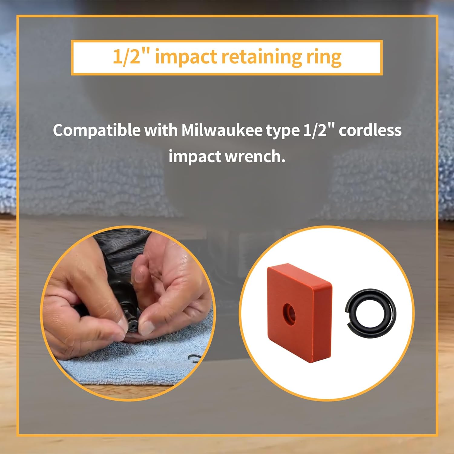 Anillo de retención de llave de impacto de 12 pulgada con junta tórica para llaves inalámbricas Milwaukee, el anillo de cerdo de impacto viene con