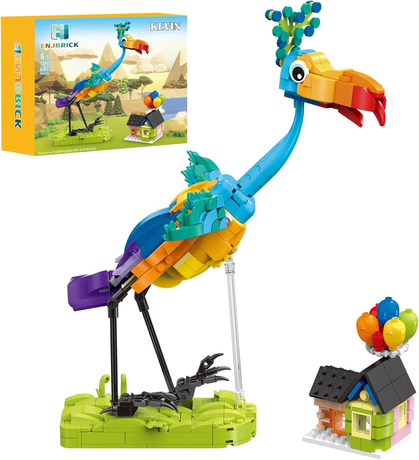 ENJBRICK Kevin Bird – Juego de construcción de casa compatible con Lego Up para adultos, lindo juego de juguetes de construcción de animales de