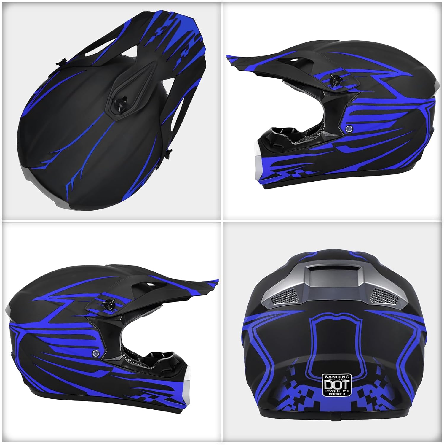 Casco ATV juvenil, casco de motocross para niños, casco unisex con guantes, gafas, protector facial, juego de 4 piezas, buen regalo para familiares