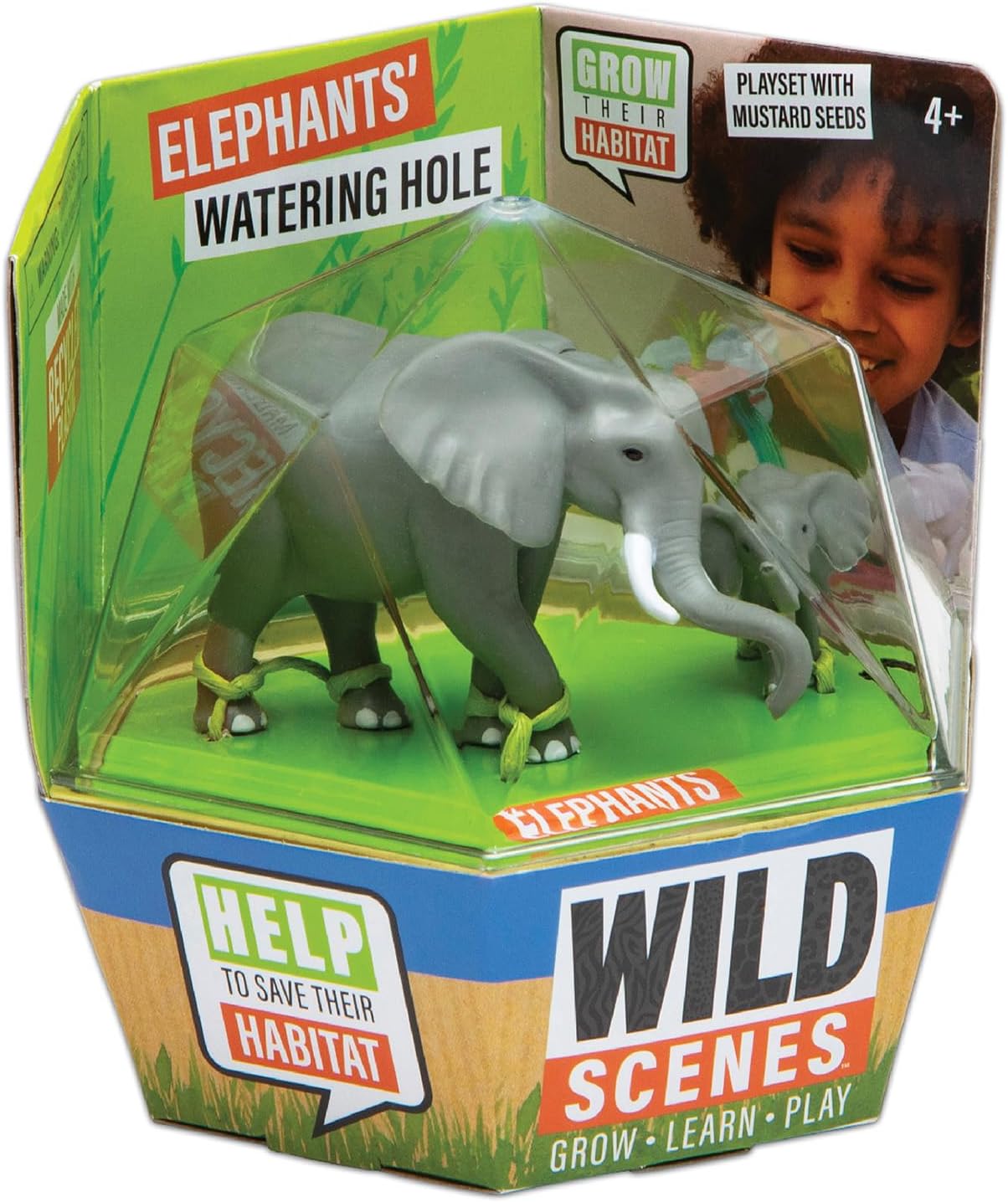 Wild Scenes Elephants’ Watering Hole – Kit de cultivo y juego respetuoso con el medio ambiente, juguete de conservación de vida silvestre, juego de