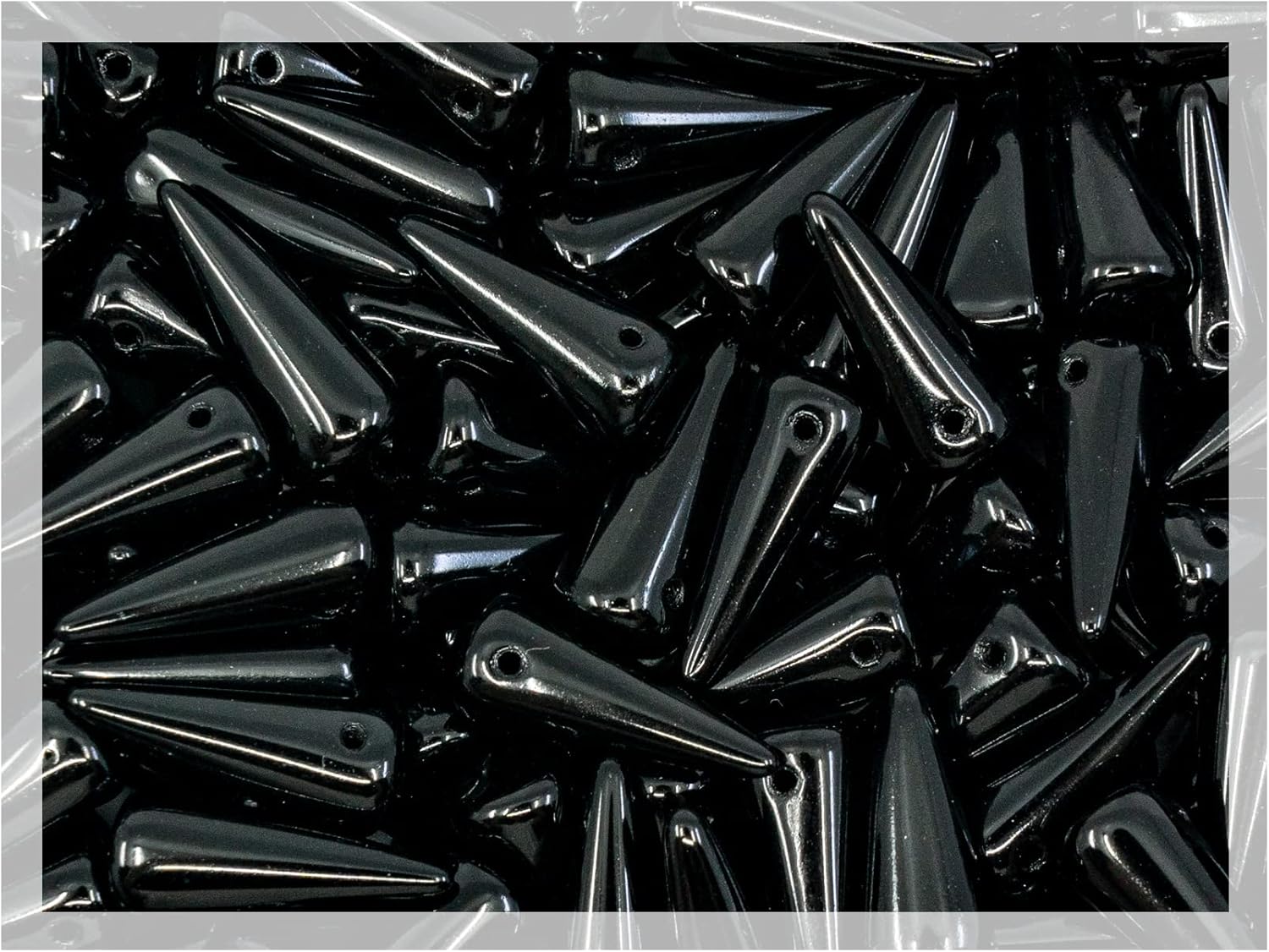 Más de 35 cuentas de vidrio con punta grande (0.88 oz), cuentas checas prensadas con 1 agujero con fondo plano, negro azabache 23980, 0.276 x 0.669