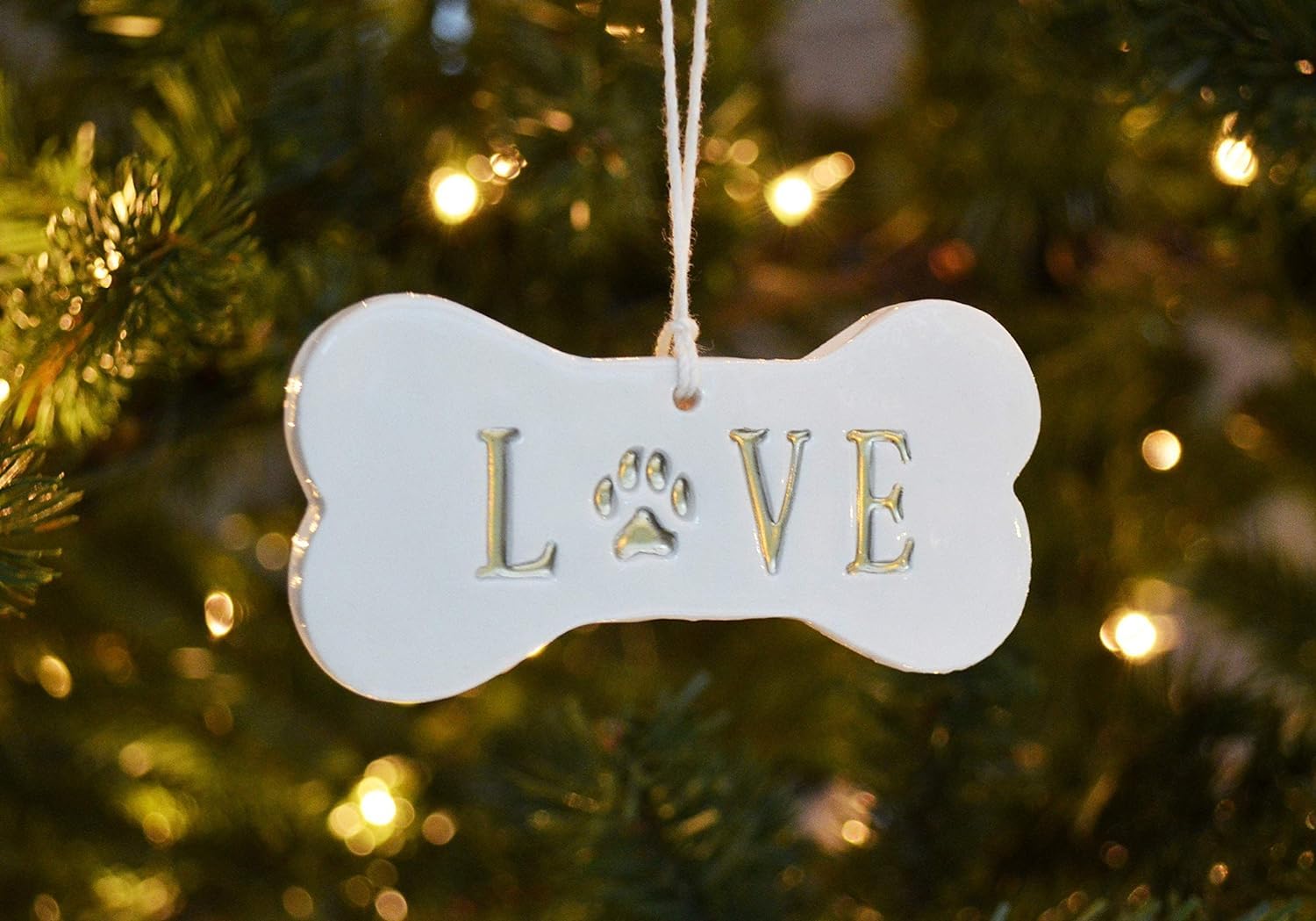 LOVE Dog Christmas Ornament, Dog Ornament, Dog Bone Ornament, Christmas Pet Ornament, Holiday Gift for Dog Lovers, Dog Gift