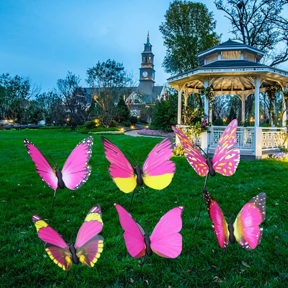 50 estacas de mariposa para jardín, estacas de decoración de mariposa, impermeables, para jardín, decoración de patio, Navidad, 9.8 pulgadas
