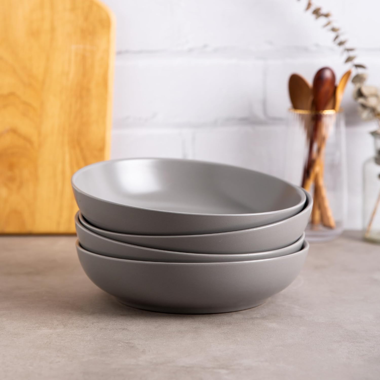 AmorArc Juego de 6 cuencos de cerámica para pasta de 8.5 pulgadas, cuencos grandes de 32 onzas para cocina, cuencos anchos para pasta, ensalada,