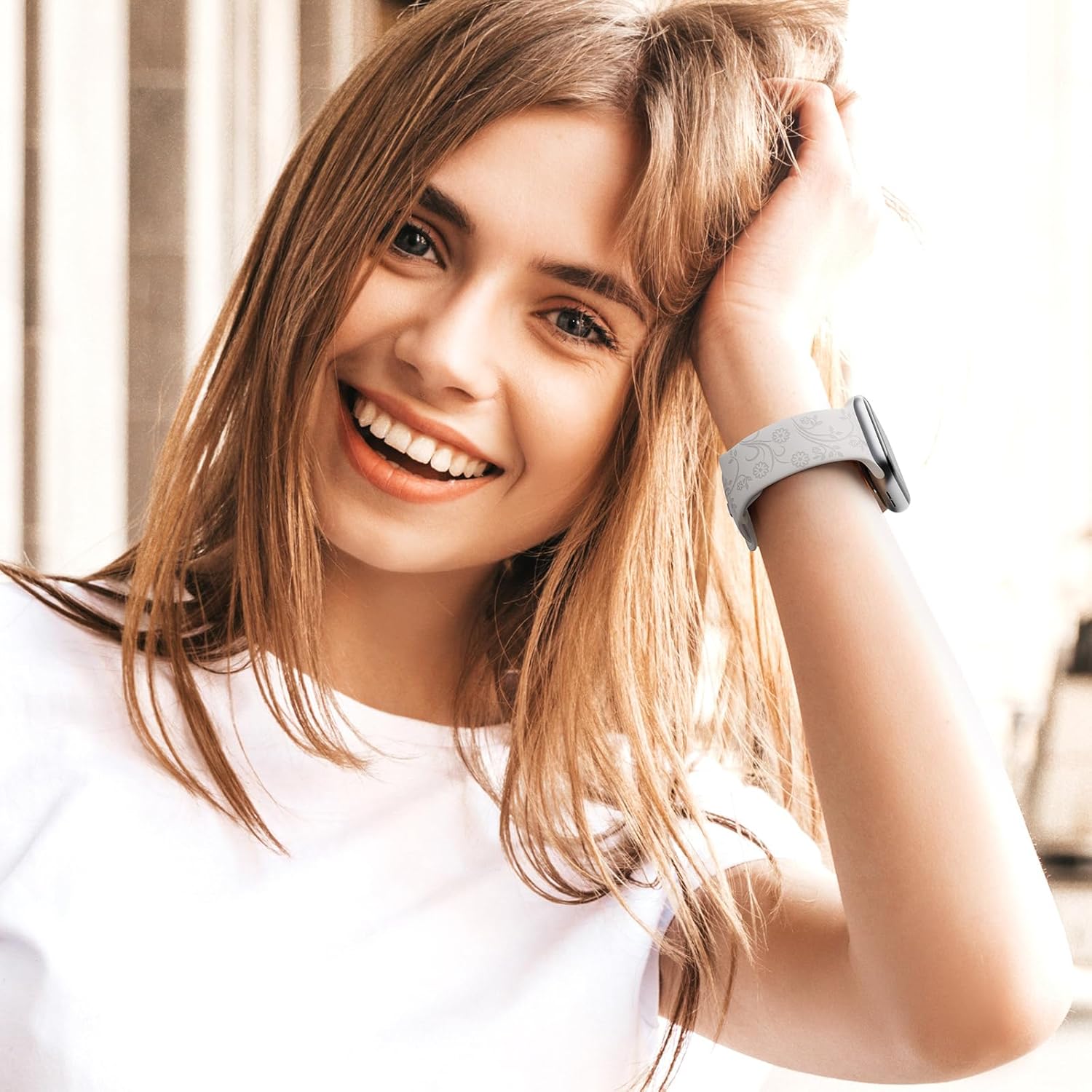 Paquete de 6 correas con grabado floral compatibles con Apple Watch Band de 1.575 pulgadas, 1.614 pulgadas, 1.496 pulgadas, 1.654 pulgadas, 1.732