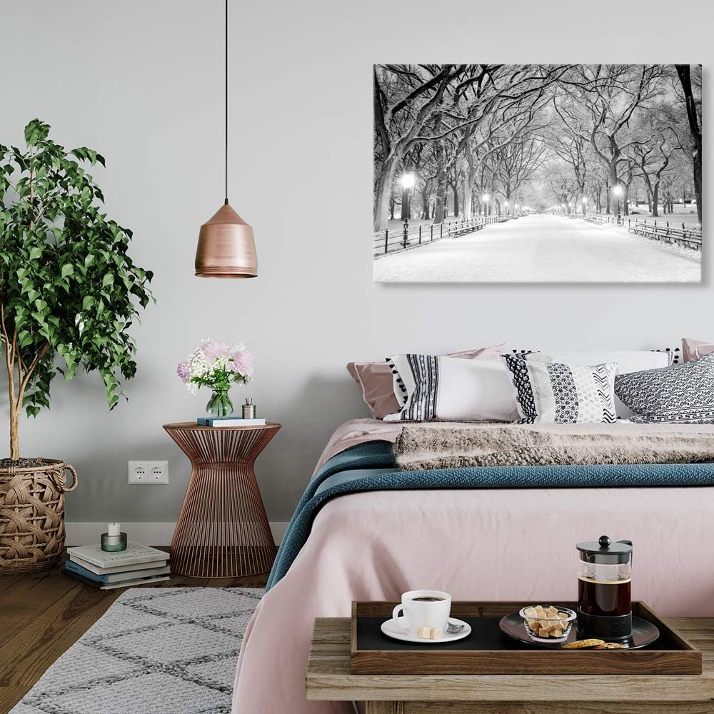 SEVEN WALL ARTS Hermoso lienzo de invierno para pared, paisaje, árboles nevados, parque central, lienzo, moderno, fresco, cuadros de pared,