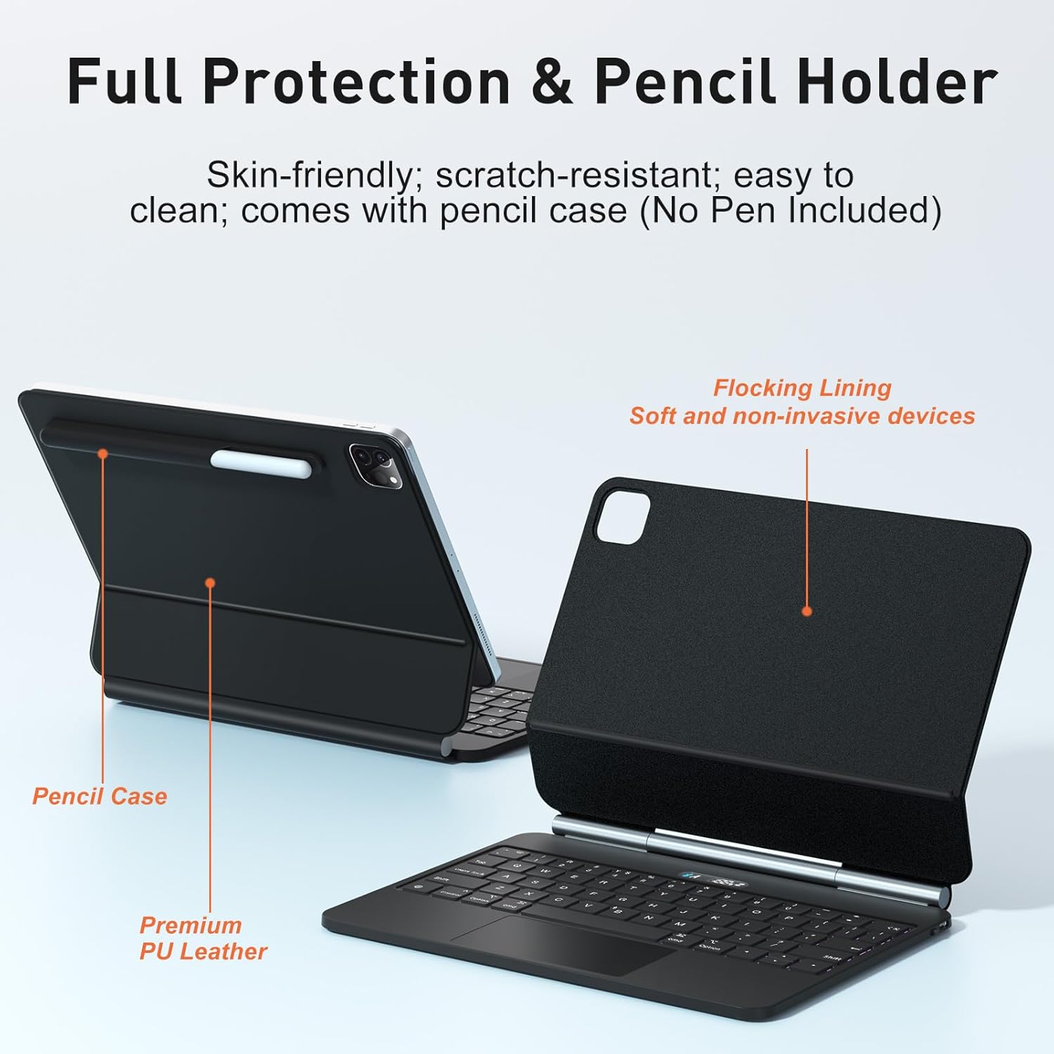 BOBOLEE Magic Keyboard – Funda para iPad Pro de 12.9 pulgadas 6543 generación con soporte voladizo flotante, funda de teclado magnética con trackpad