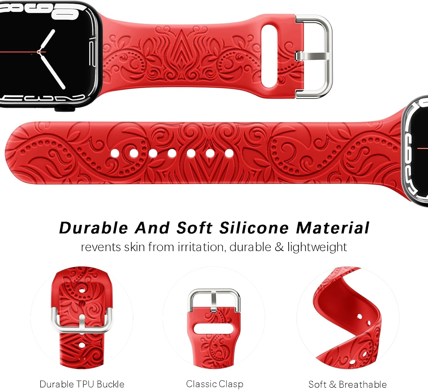 Correa grabada de Halloween compatible con Apple Watch Band de 1.496 in 1.575 in 1.614 in 1.654 in 1.732 in 1.772 in 1.929 in para mujeres y