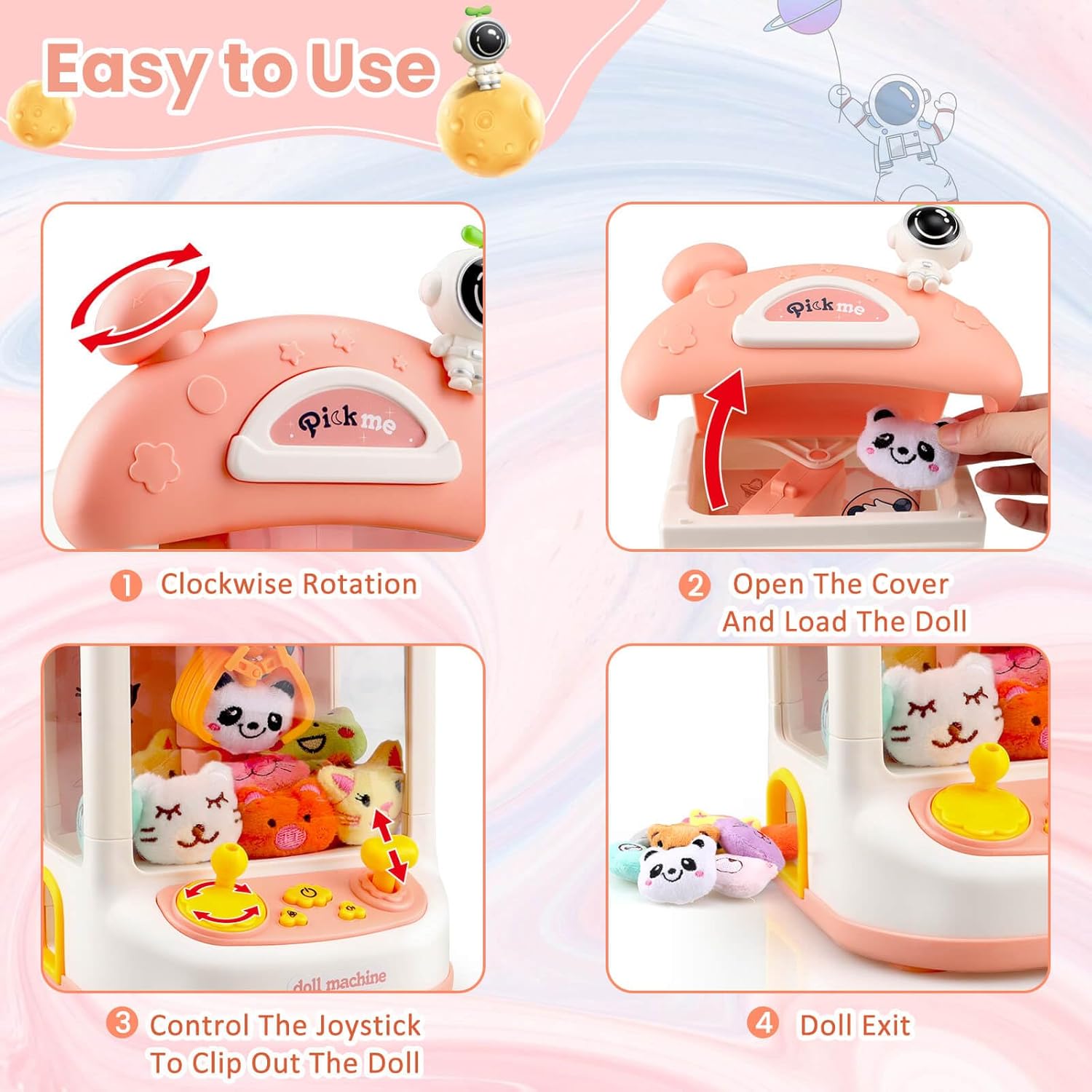 YOTOY Mini máquina de garras para niños de 3, 4, 5, 6, 7, 8 años, máquina de garras para niños, juguetes para niñas de 6 a 8 años, juguetes para