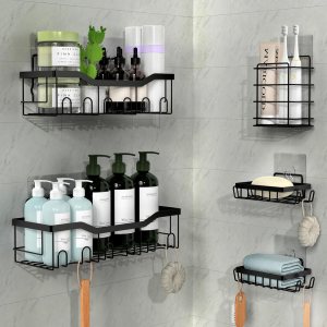 ORZ Paquete de 5 organizadores de ducha, organizador de baño, organizador de estante de ducha sin perforación, cestas de pared para almacenamiento ORZ Paquete de 5 organizadores de ducha, organizador de baño, organizador de estante de ducha sin perforación, cestas de pared para almacenamiento