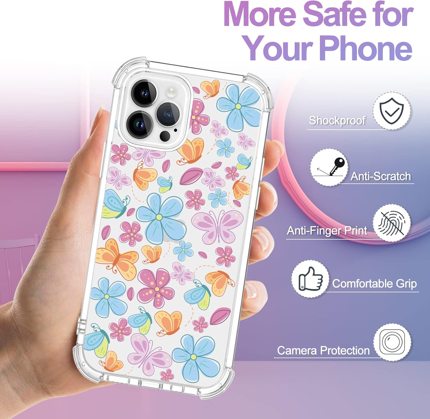 Funda para iPhone 13 Pro Max, TPU antiamarilleo, a prueba de golpes, funda de silicona antiarañazos para mujer, protección contra caídas, funda de