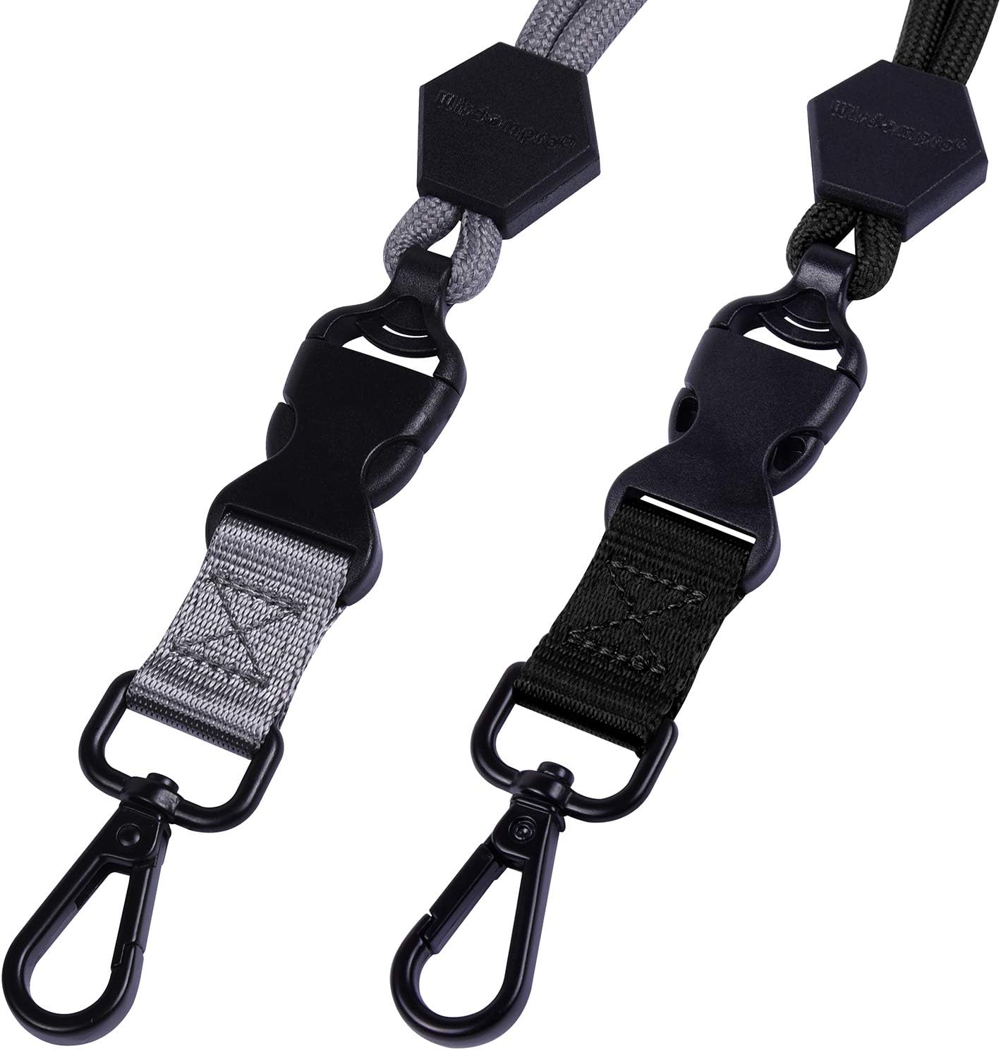 Wisdompro Paquete de 2 cordones redondos duraderos de 23 pulgadas con hebilla de seguridad, hebilla desmontable y gancho de metal para tarjetas de