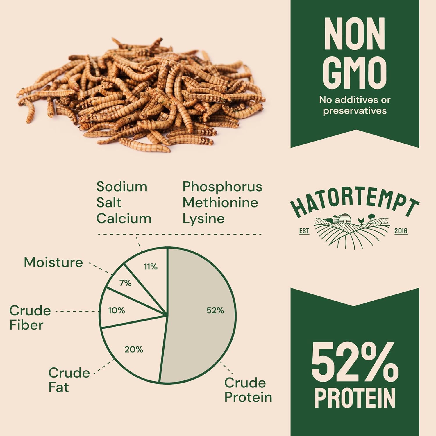 Gusanos de harina secos de 2 libras para aves silvestres y pollos, alimento orgánico prémium sin OMG – Gusanos nutritivos de comida secos con alto