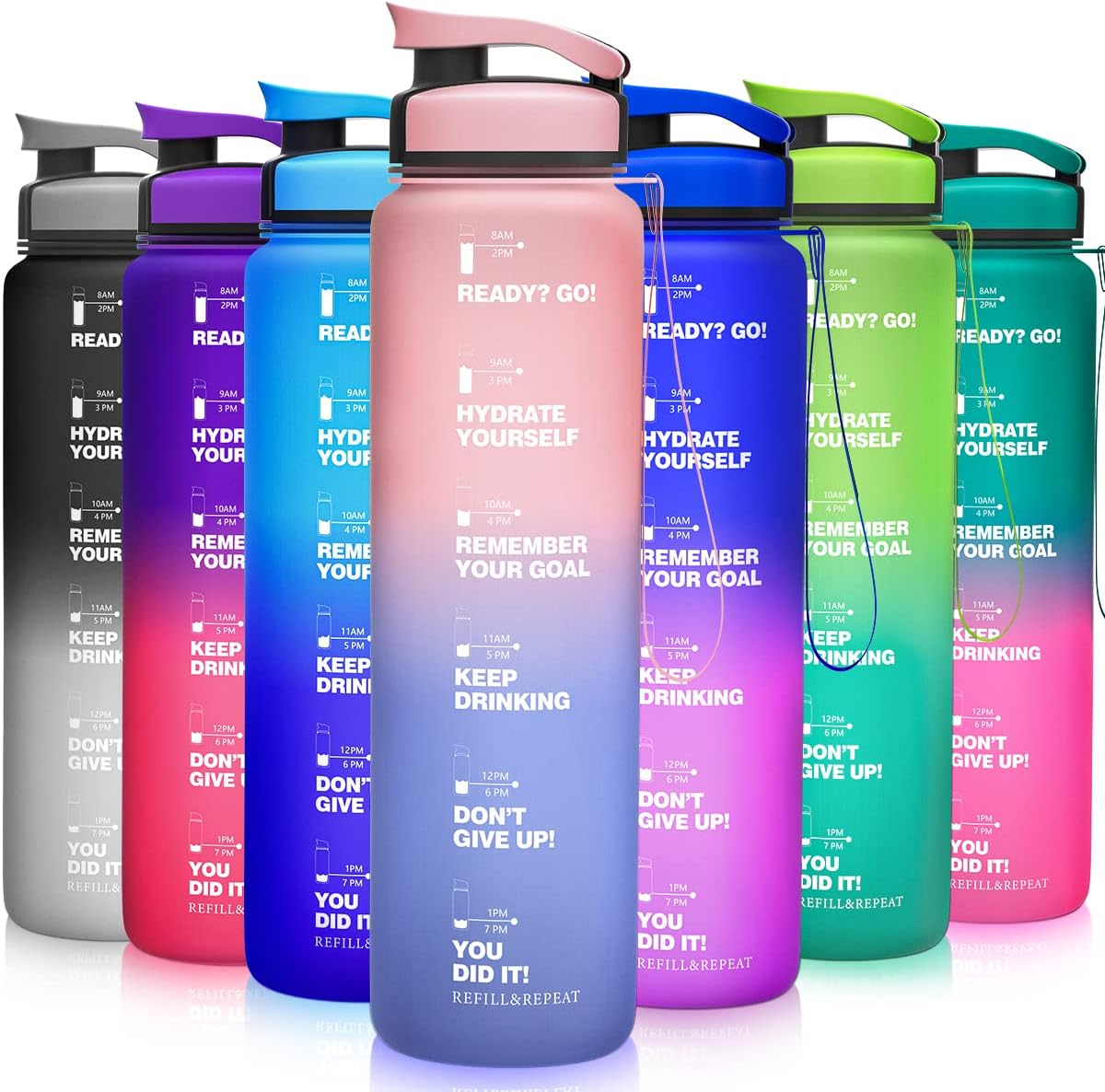 Botella de agua deportiva ecológica de 20 onzas a prueba de fugas, sin BPA, botella de plástico para bebidas, ideal para viajes, caminatas,