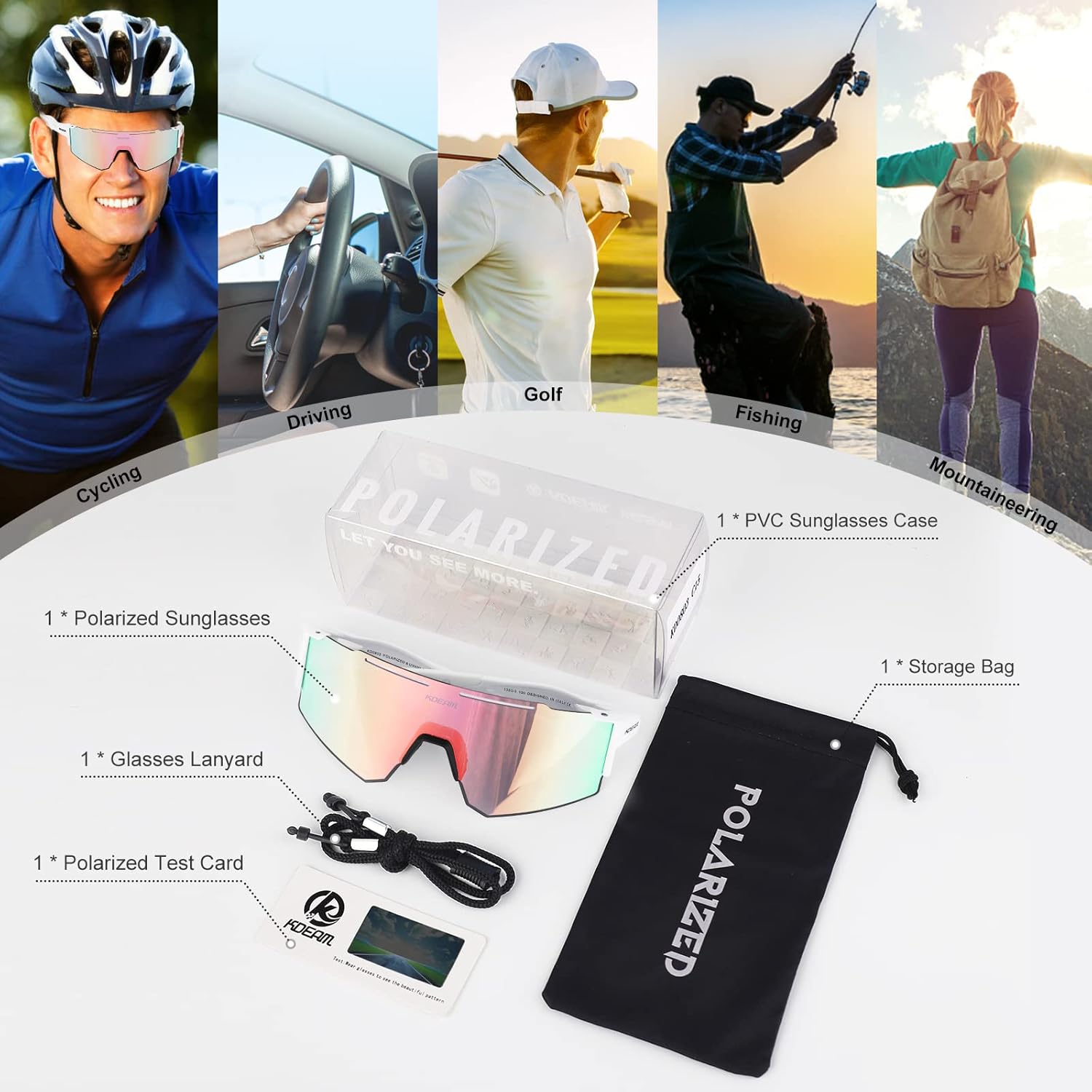 Gafas de sol polarizadas deportivas para hombres y mujeres, UV400, gafas de ciclismo resistentes al viento, para conducir, correr, golf