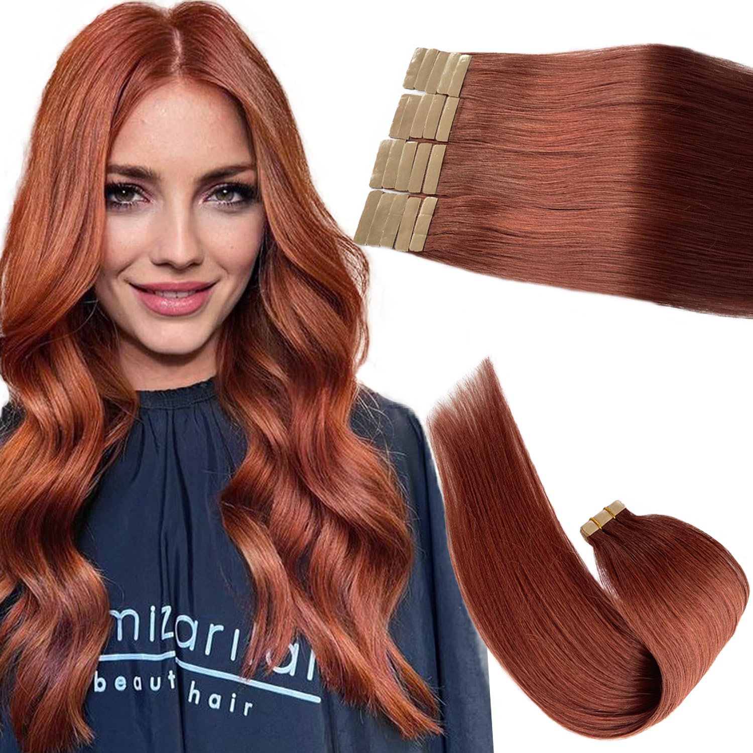 Extensiones de cabello humano color castaño oscuro con cinta adhesiva de doble cara, 20 pulgadas, invisible, natural, doble cara, sin costuras, 20