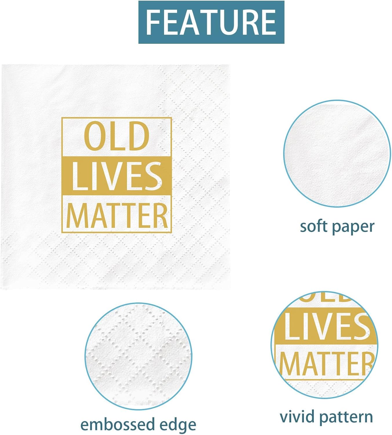 100 servilletas Old Lives Matter, regalos divertidos de jubilación o cumpleaños 40, 50, 60, 70, 80, decoraciones de fiesta para hombres, regalos