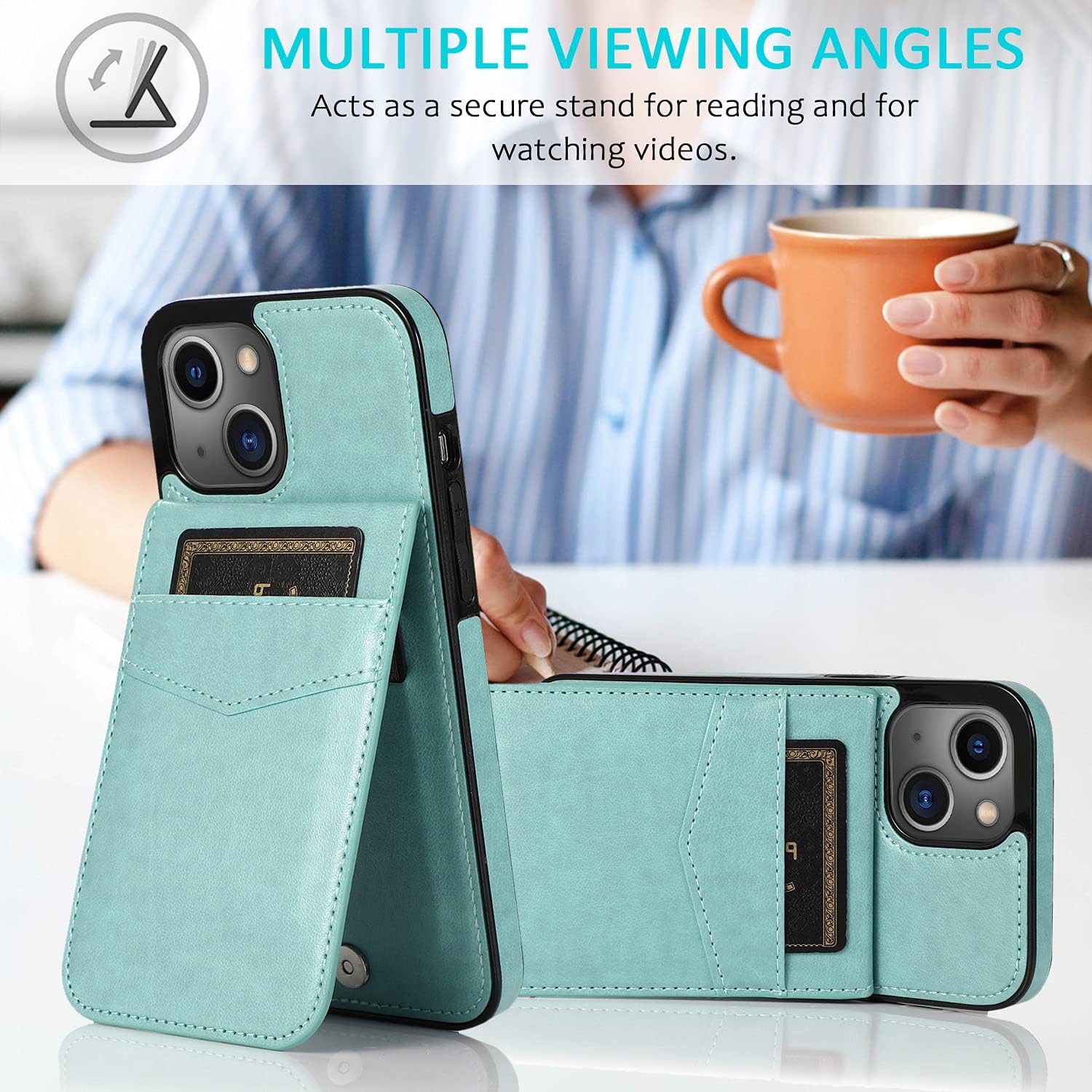 Asuwish Funda compatible con iPhone 15 de 6.1 pulgadas con protector de pantalla de vidrio templado y tarjetero para tarjetas de crédito, soporte de