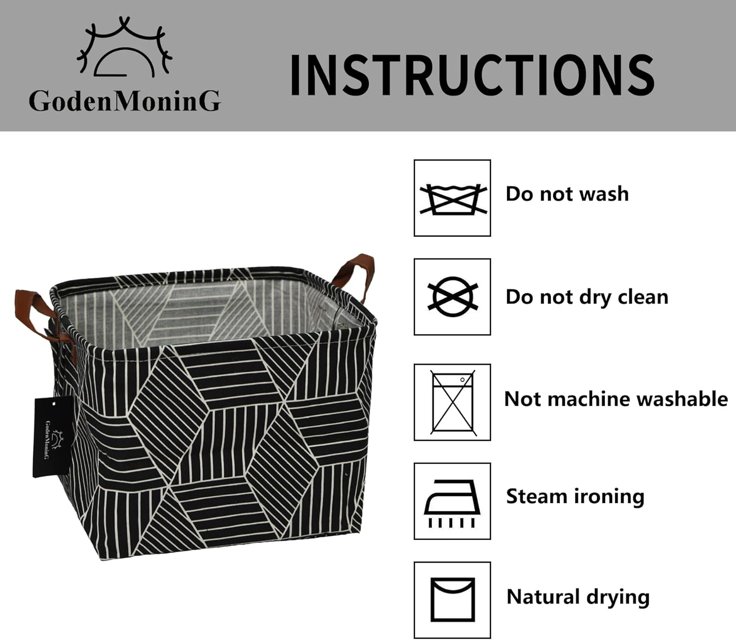 GodenMoninG Cesta de almacenamiento rectangular de lona impermeable de 25 litros con asas, organizador de juguetes plegable, cestas para estantes de