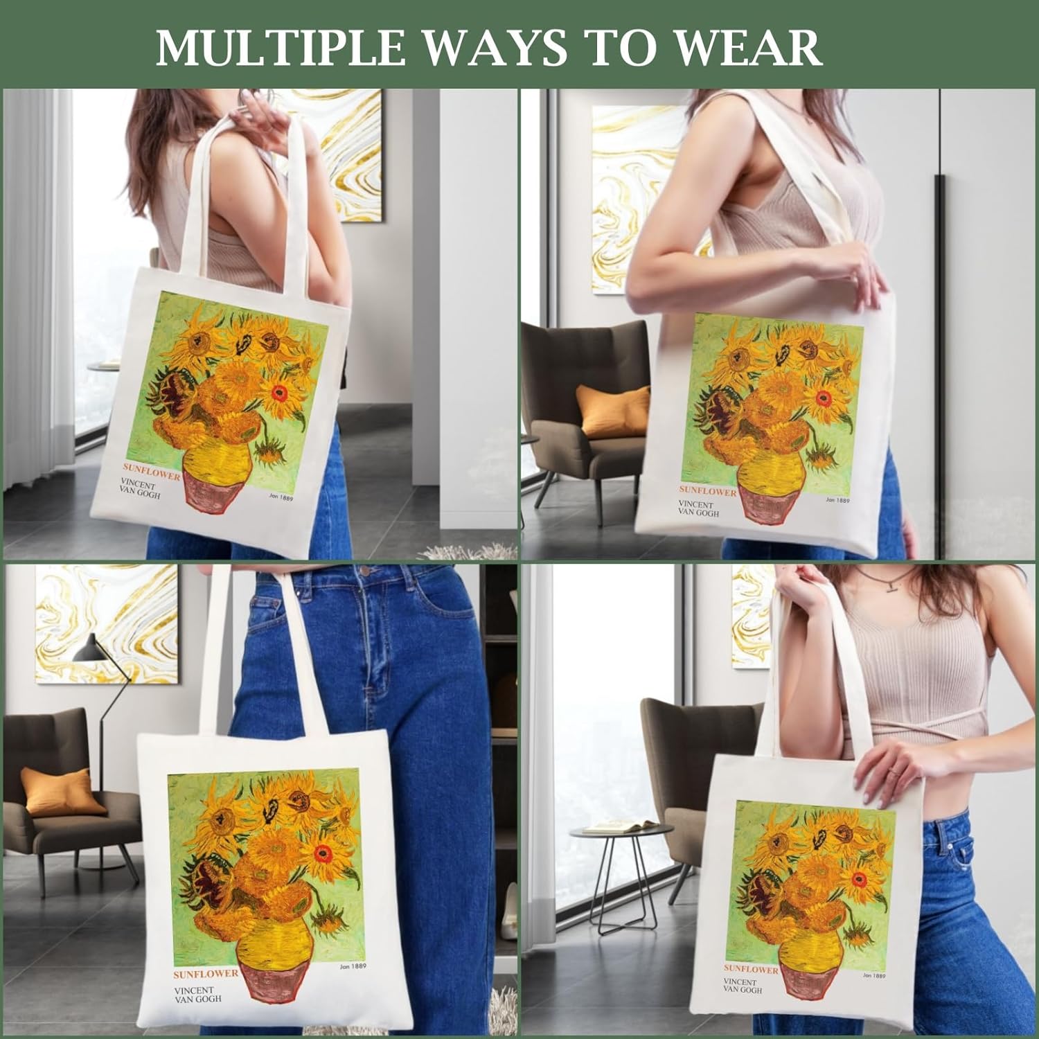Andeiltech Bolsa de lona estética, bonita, vintage, bolsa de hombro con libro, regalos reutilizables, bolsas de comestibles para mujeres