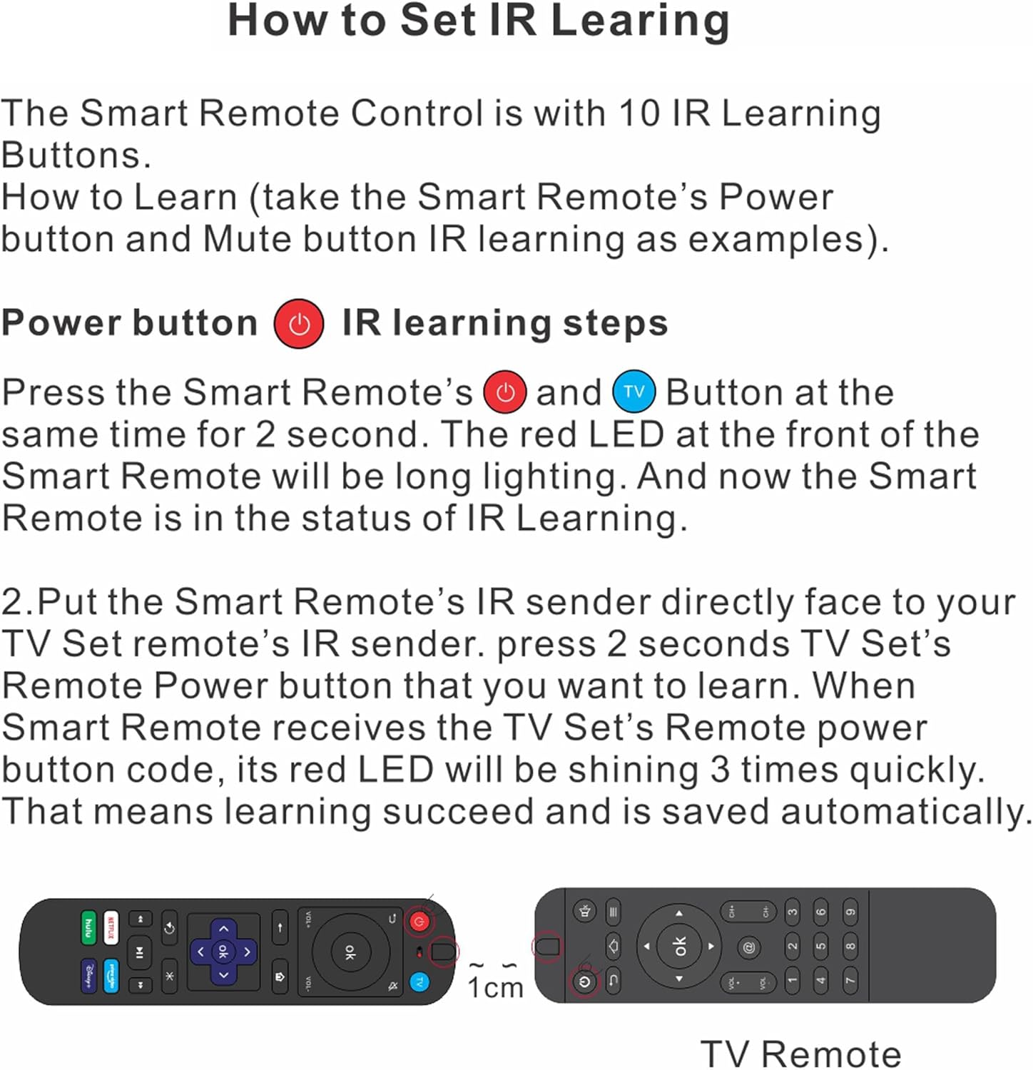 Mando a distancia de repuesto para Roku Box, compatible con Roku 1234 (HD, LT, XS, XD), Express, Premiere y Ultra con función de aprendizaje IR para