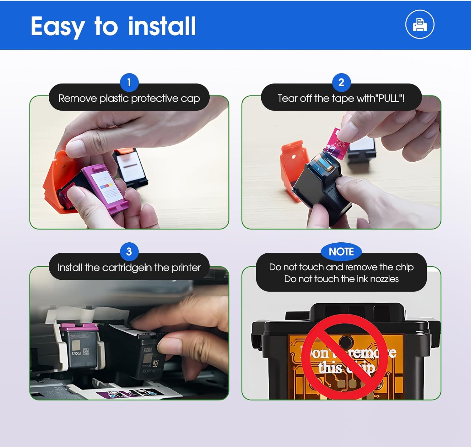 LLAOLLAO Cartucho de tinta remodelado de repuesto para HP Ink 63 63XL Combo Pack funciona con impresoras OfficeJet 3830 4655 5255 5258 5200 Envy