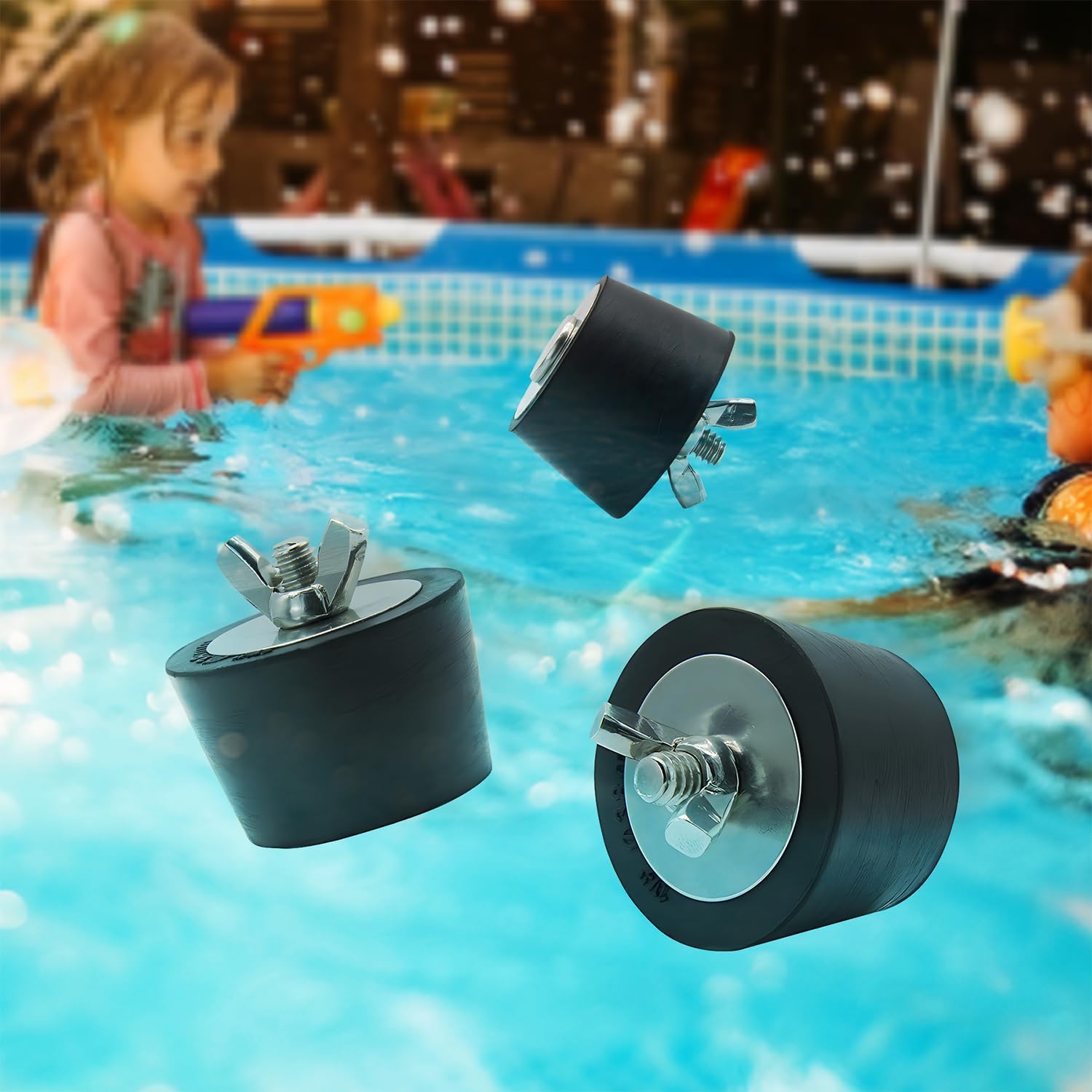 Tapones de piscina de invierno para enchufes de piscina enterrados y terrestres para línea de retorno, tapones de piscina con tornillo de acero