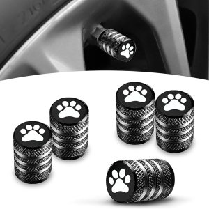 ZKFAR 5 tapas de vástago de válvula de neumático, metal con forro resistente a fugas tapa de aire para neumáticos, patas de perro (negro) ZKFAR 5 tapas de vástago de válvula de neumático, metal con forro resistente a fugas tapa de aire para neumáticos, patas de perro (negro)