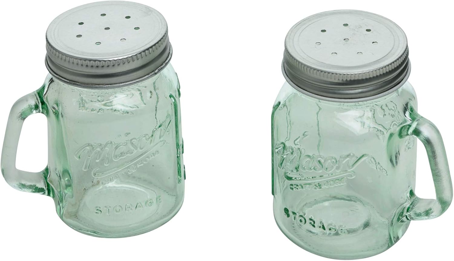 Mason Jar – Salero y pimentero – Vidrio transparente verde