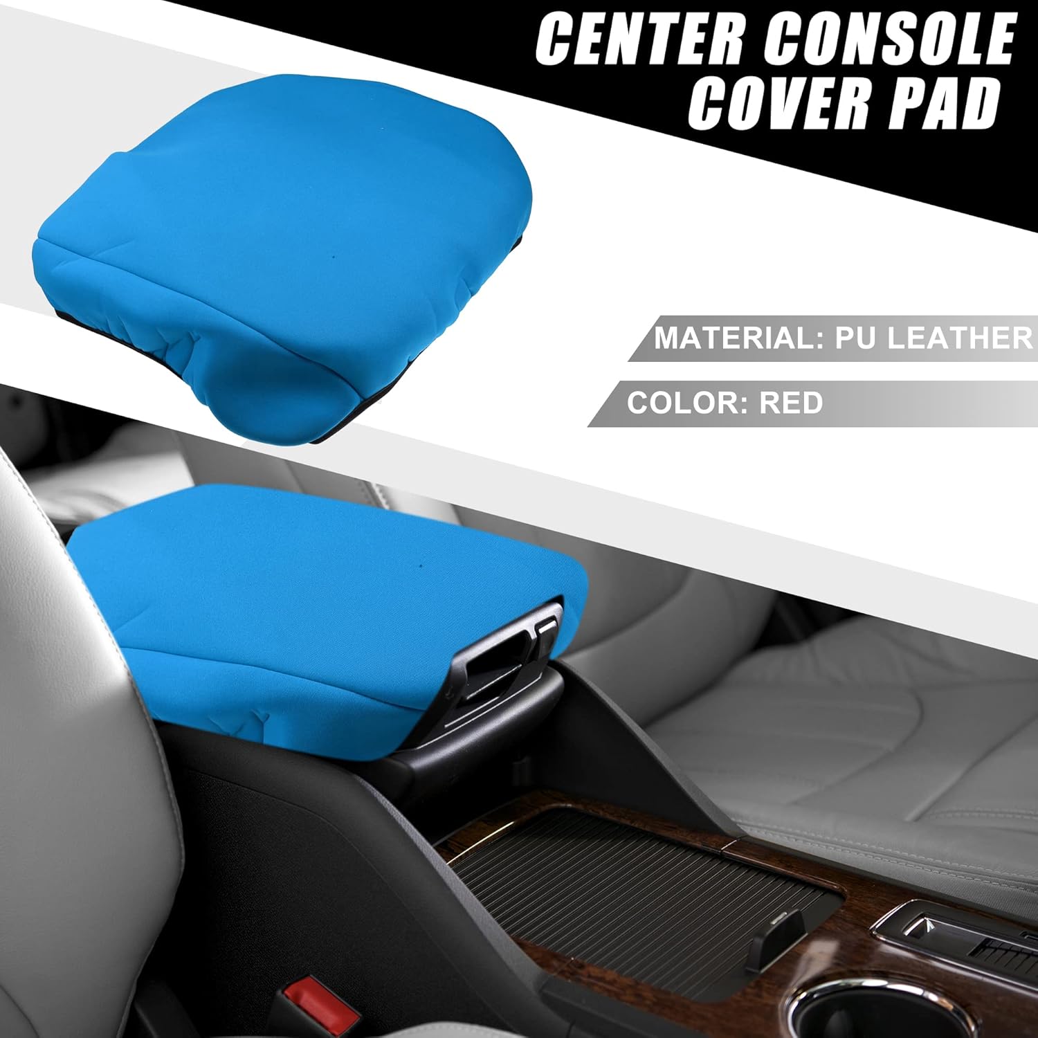 Almohadilla de consola central, impermeable, funda de asiento para reposabrazos azul para Dodge para Ram 1500 2500 3500 2013-2022
