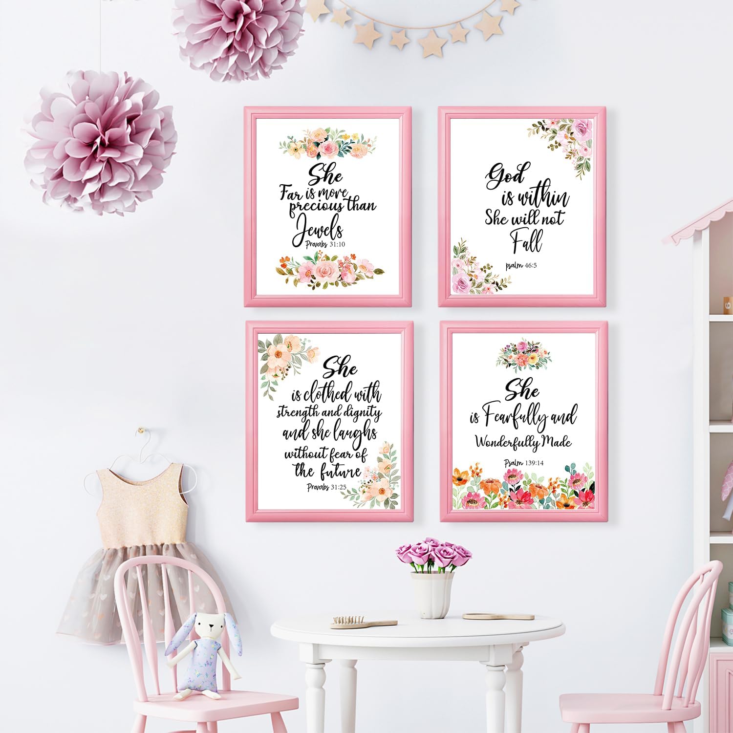 Pósteres de arte de pared con versículo bíblico de flores, decoración de pared cristiana, decoración de pared de las Escrituras, la Biblia para