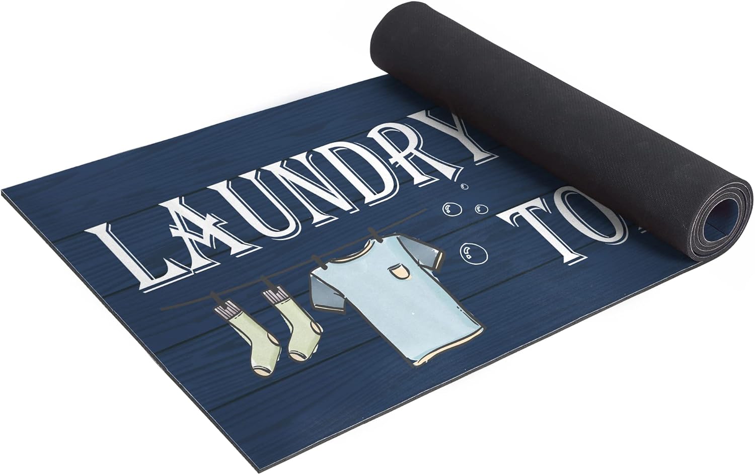 GETITEZY Alfombra antideslizante para lavandería, decoración de lavandería, alfombra lavable para lavandería, baño, cocina, 17 x 47 pulgadas, azul