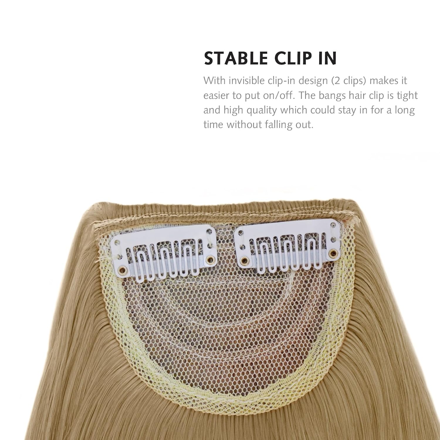 EMERLILY Extensiones de cabello con clip, de cara frontal plana, flequillo, con sienes, piezas de pelo sintético para mujer
