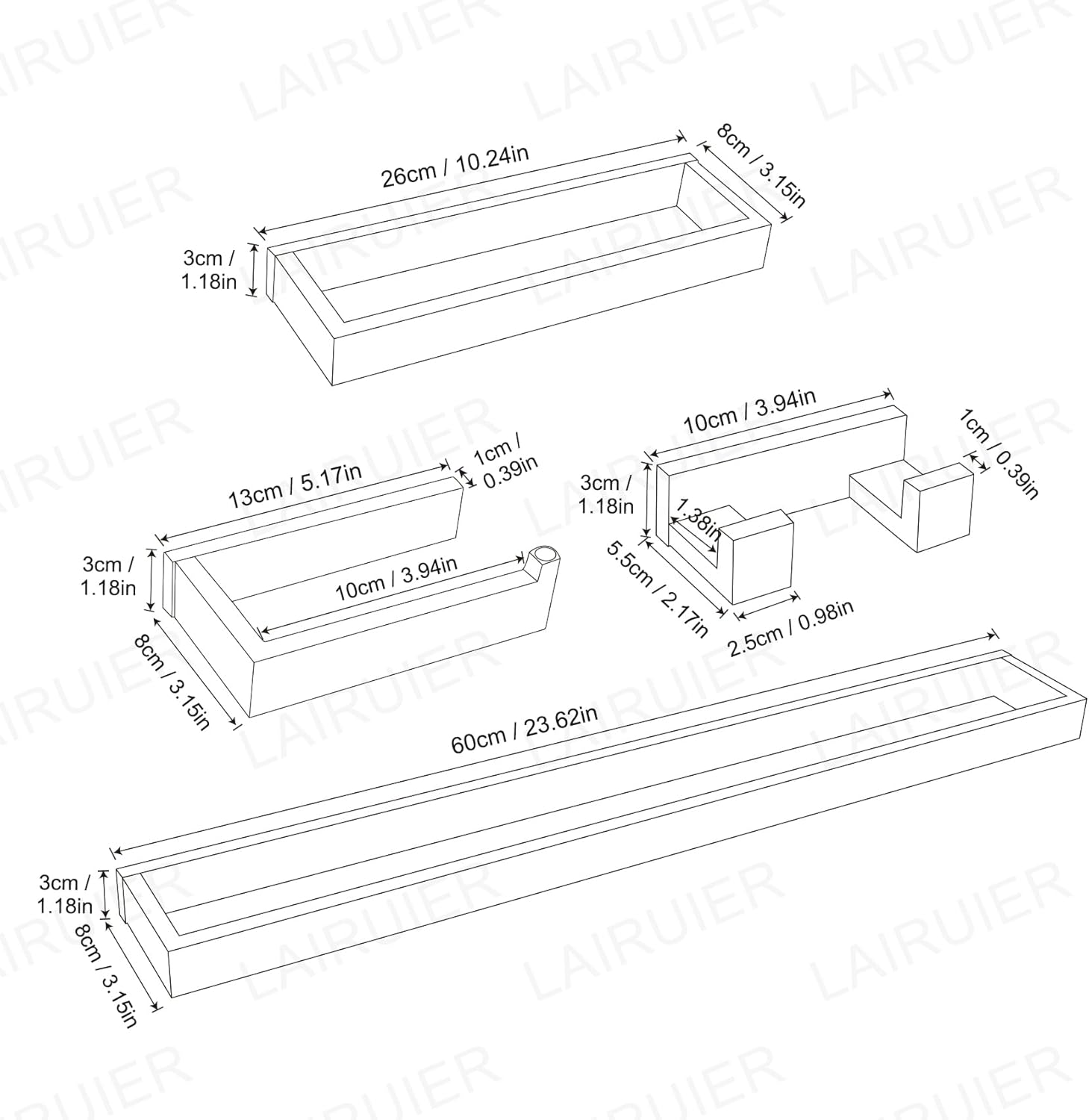 Lairuier Juego de accesorios de baño, juego de accesorios de baño de 4 piezas de oro cepillado, incluye toallero, soporte para toallas, soporte para