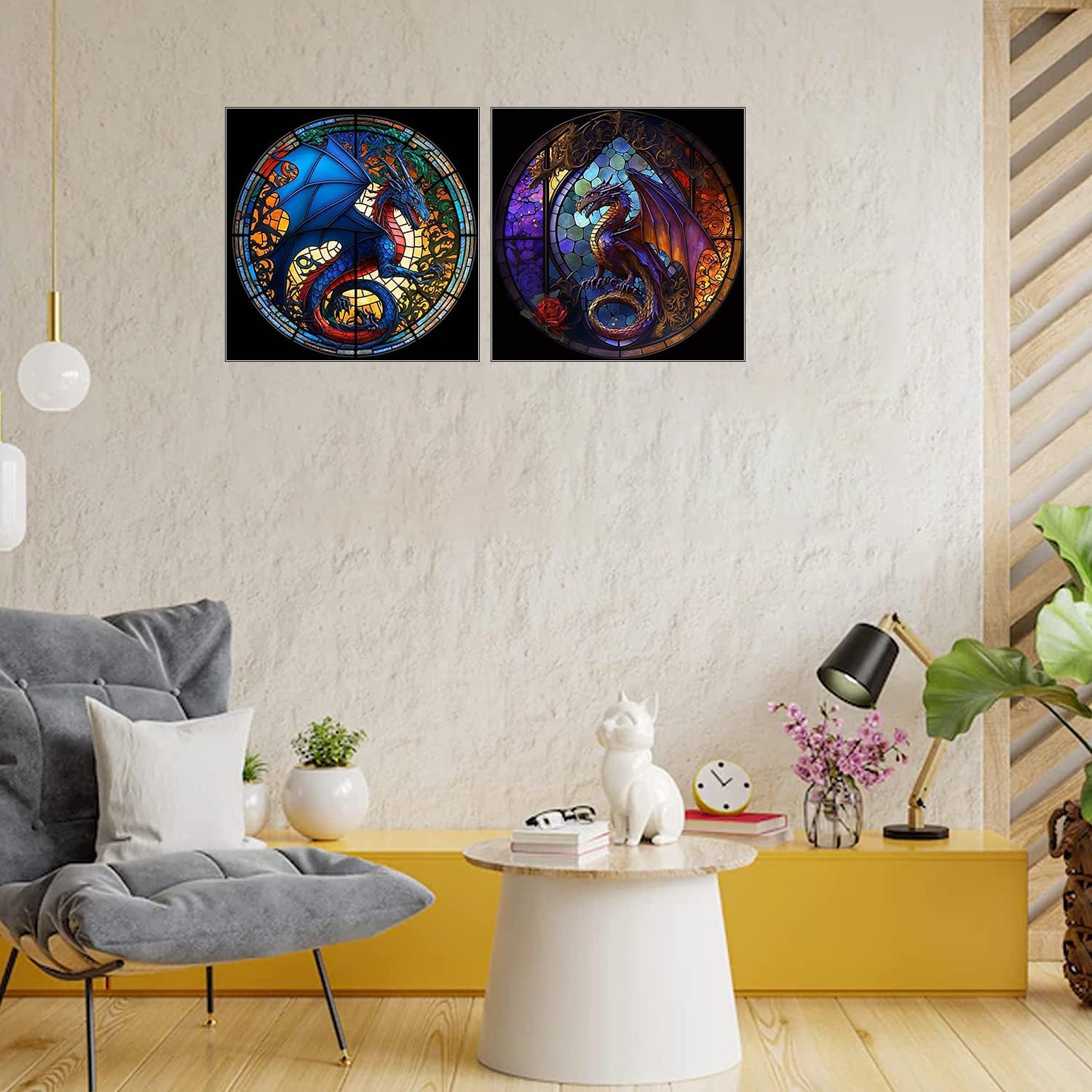 RYMILIE Kits de pintura de diamantes para adultos, paquete de 4 piezas de arte de diamantes 5D de dragón para bricolaje, pinturas de puntos de
