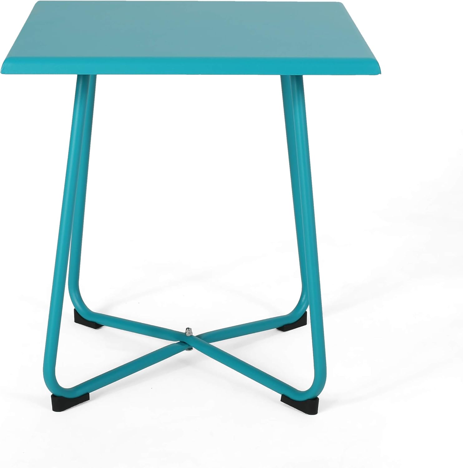 Christopher Knight Home Doris Outdoor – Mesa auxiliar moderna de 18 pulgadas con patas de acero, color verde azulado