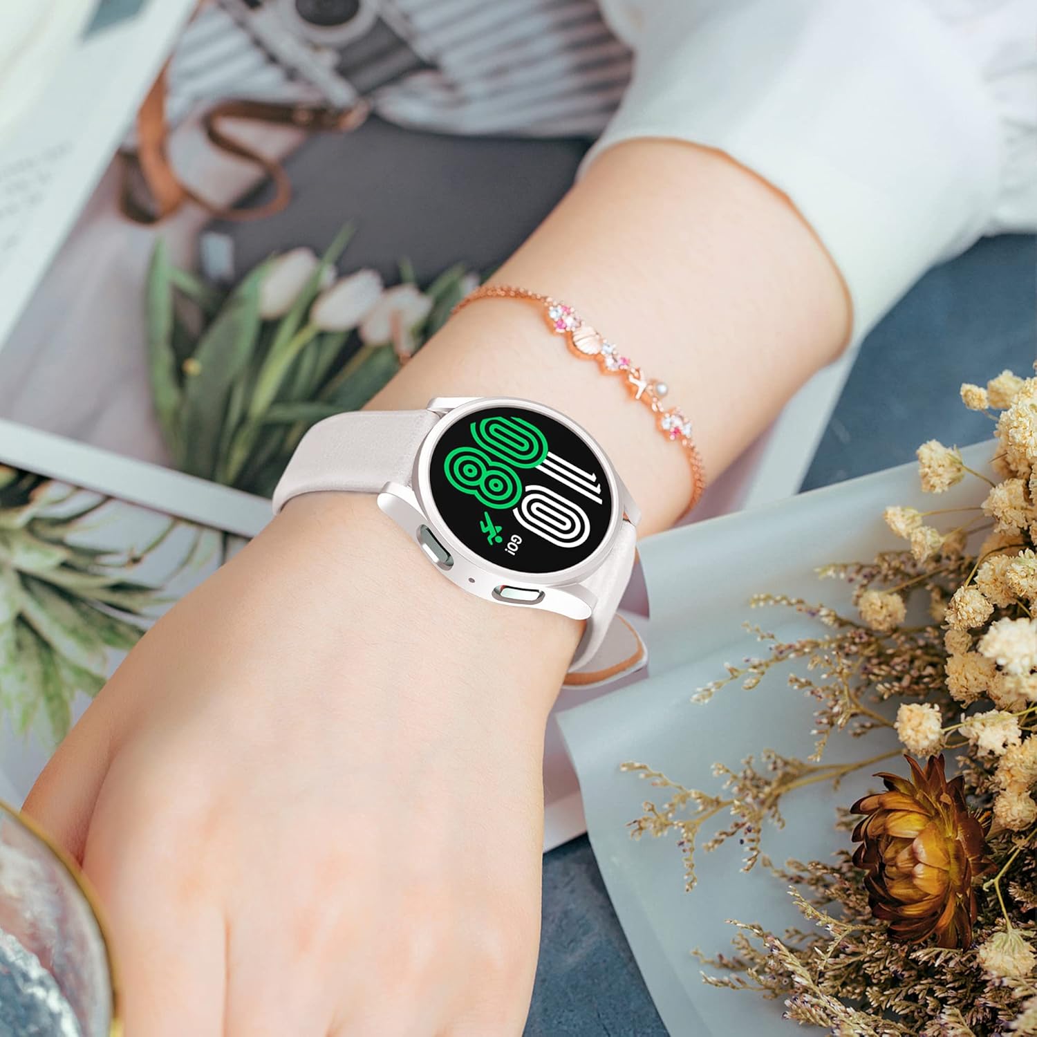 PKMH Paquete de 8+8 protectores de pantalla para Samsung Galaxy Watch 6 de 1.575 pulgadas (1.575 in), protector de pantalla duro de policarbonato