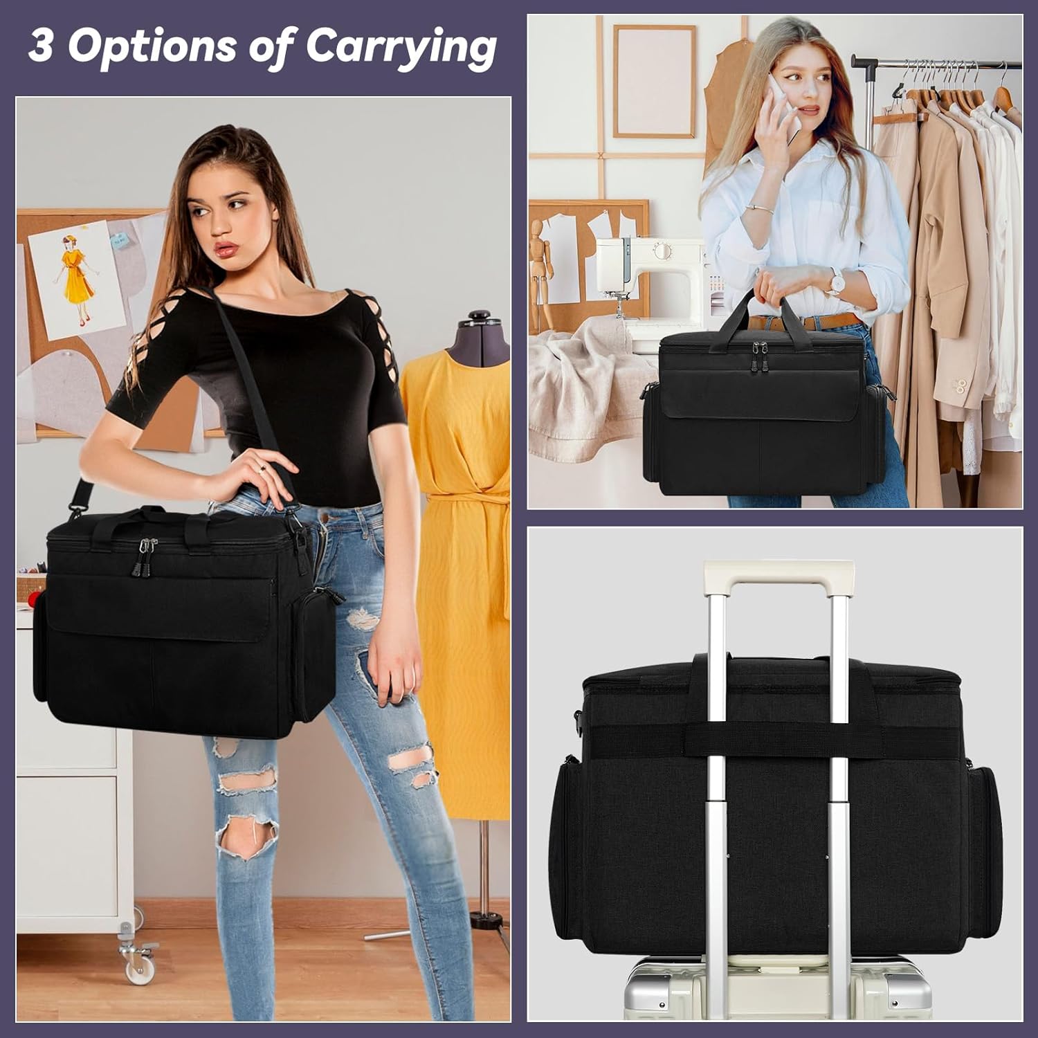 Skureay Estuche de transporte universal para máquina de coser con bolsillos de almacenamiento y almohadilla gruesa extraíble