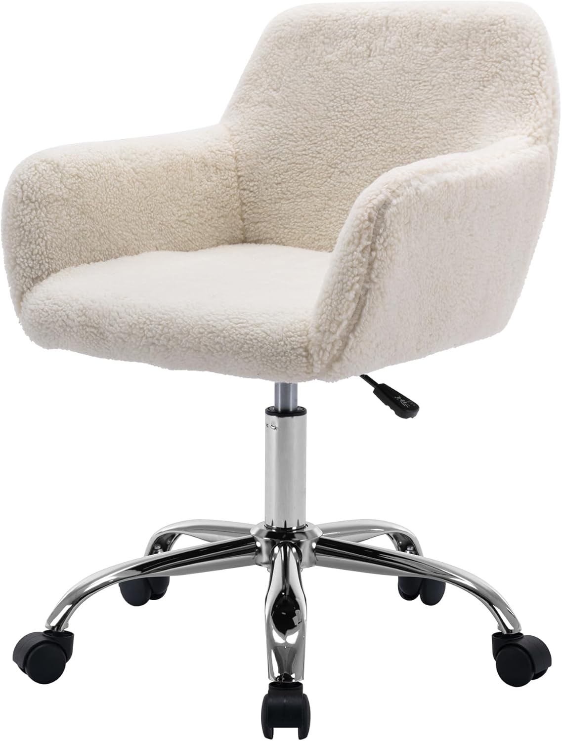Homedraft Silla de escritorio giratoria de piel sintética de 360, sillón de oficina en casa ajustable con base plateada para adolescentes, mujeres y