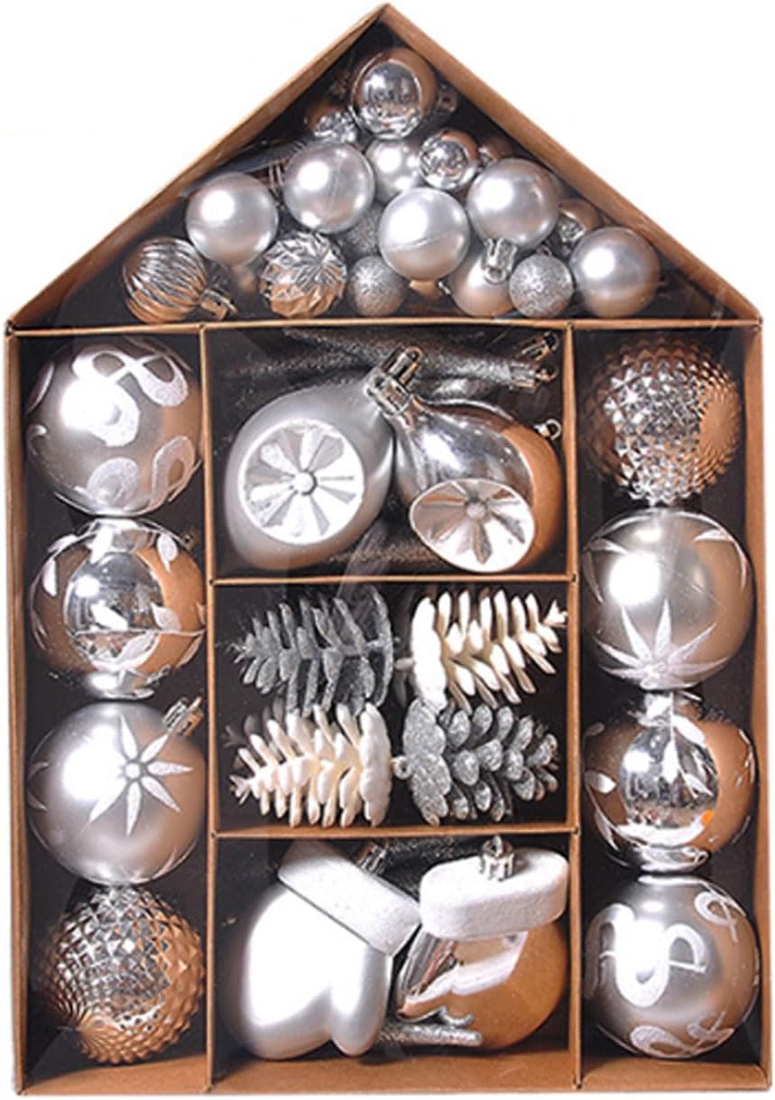 Adornos de 70 piezas surtidas de adornos de Navidad, bolas colgantes de plástico inastillable, bolas colgantes para árbol de Navidad, fiestas,