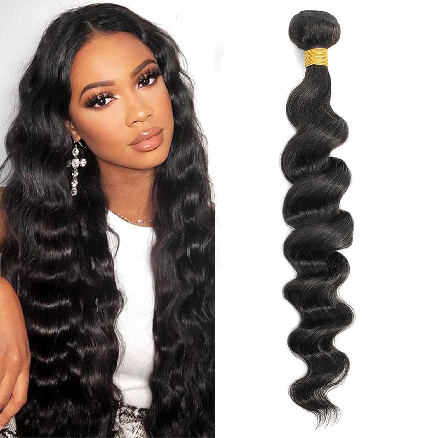 Extensiones de cabello virgen brasileño de grado 12A, ondas sueltas, de 24 pulgadas, Remy brasileño virgen, ondulado, profundo, 100% real, sin
