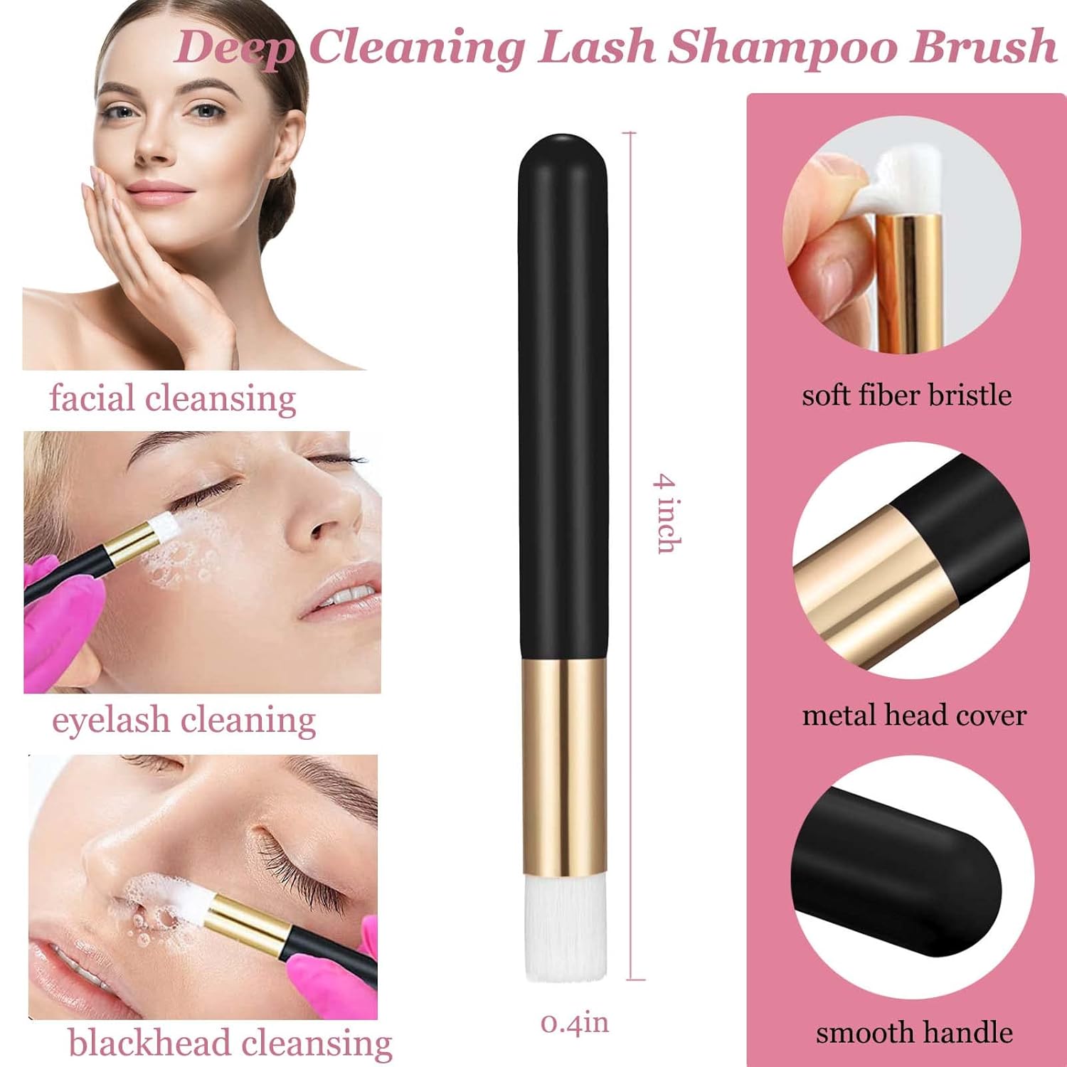 Champú de pestañas para extensiones de pestañas, limpiador de extensiones de pestañas con ventilador de pestañas USB, champú de pestañas de 1.7 fl