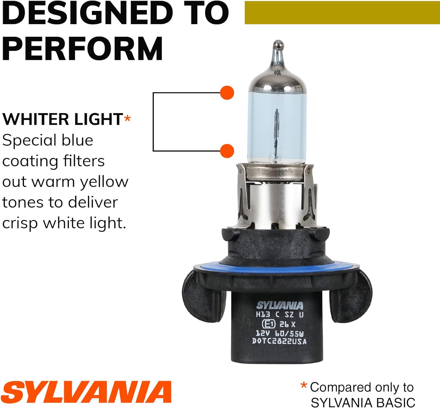 SYLVANIA – Bombilla halógena H13 (9008) SilverStar zXe GOLD de alto rendimiento para faros delanteros – Salida de luz blanca brillante, mejor