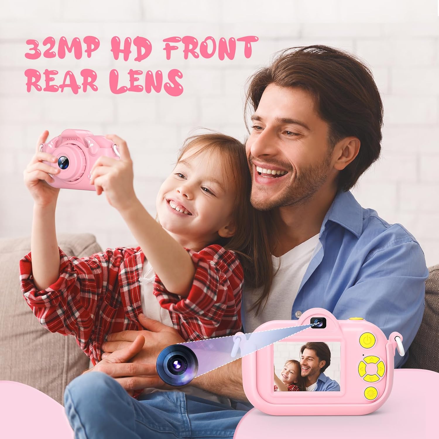 Cámara para niños, cámara de video digital HD 1080P para niños y niñas, cámara selfie de 32 MP para niños de 3 a 9 años, cámara portátil de juguete