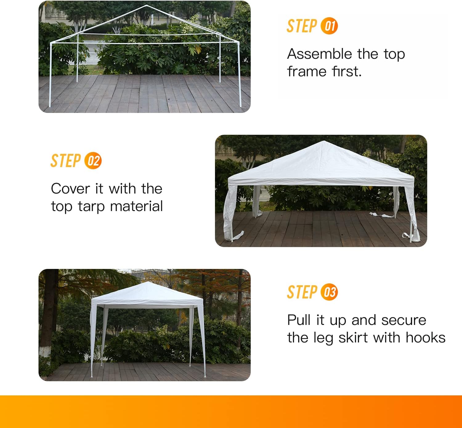 Gazebo impermeable con protección UV, tienda de campaña para fiestas al aire libre (10 x 10 pies)
