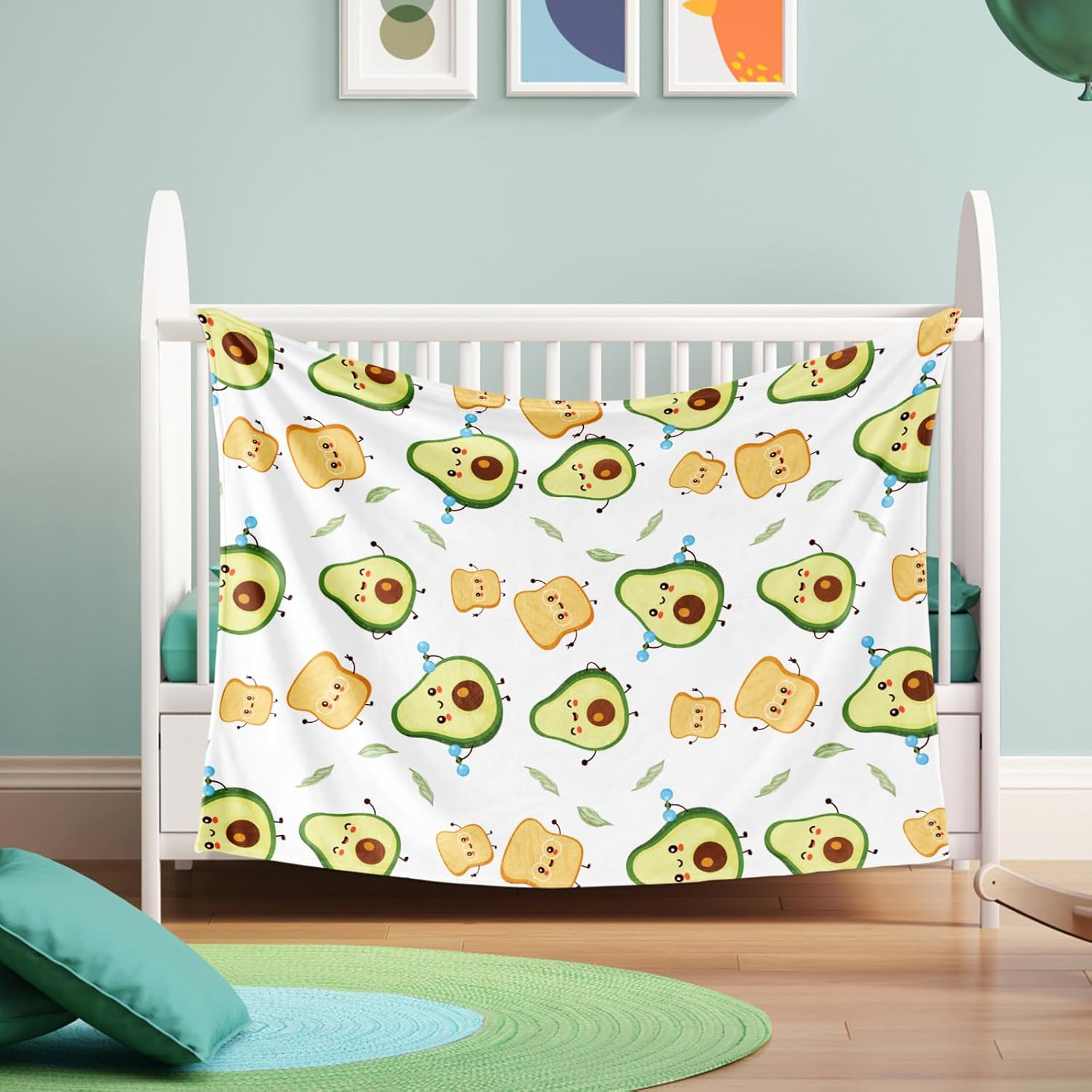 Manta de aguacate para niños, linda manta de entrenamiento de aguacate para niños y niñas, manta suave y acogedora de pan de aguacate, manta ligera