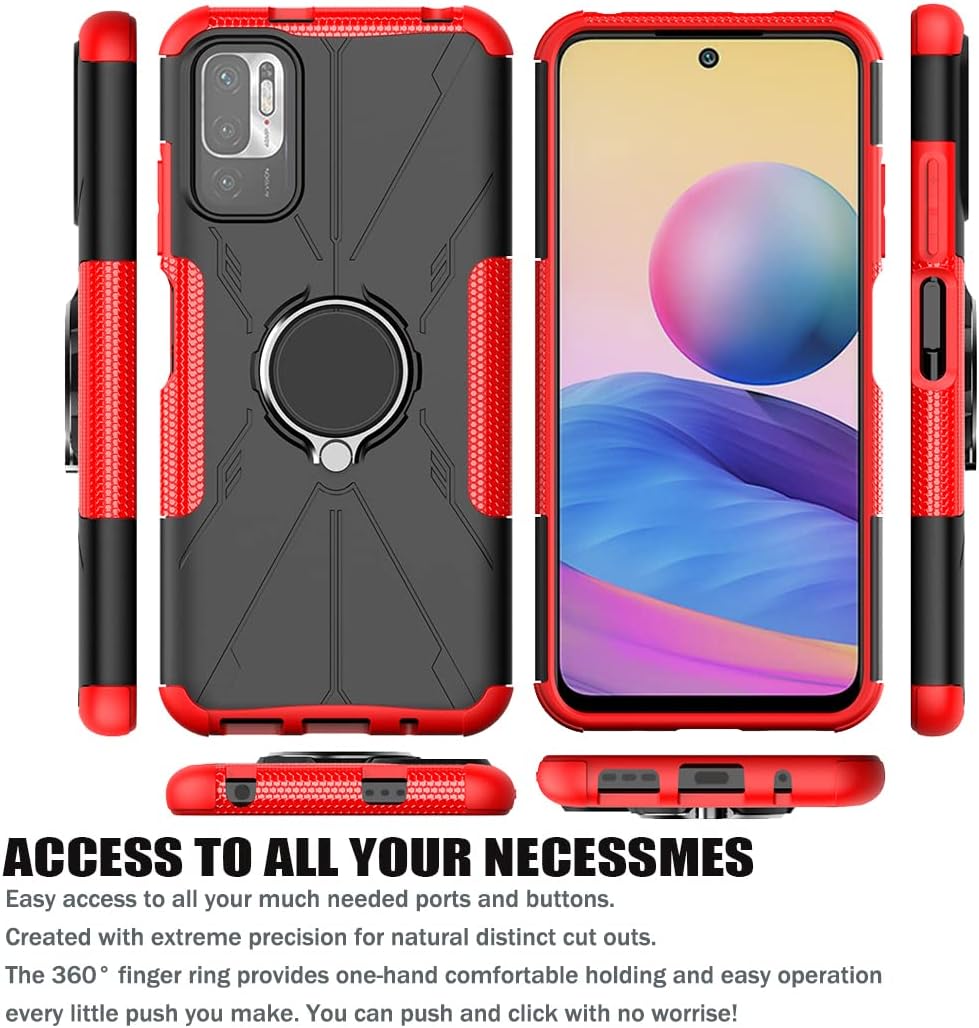 Funda compatible con Redmi Note 10 5GPoco M3 ProRedmi Note 10T 5G con protector de pantalla de vidrio templado, soporte magnético para Xiaomi Redmi