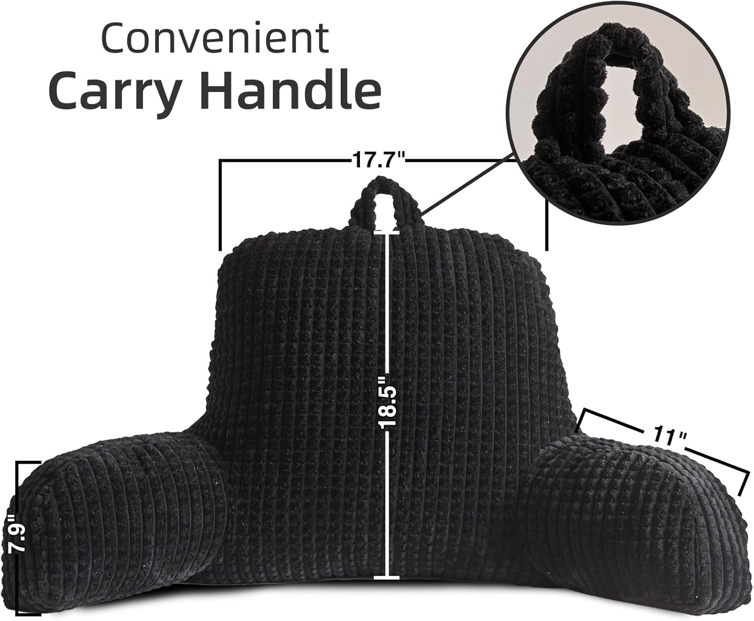 A Nice Night Almohada de lectura para cama de cuña grande para adultos y niños, respaldo con brazos para sentarse en la camasofá para descansar en