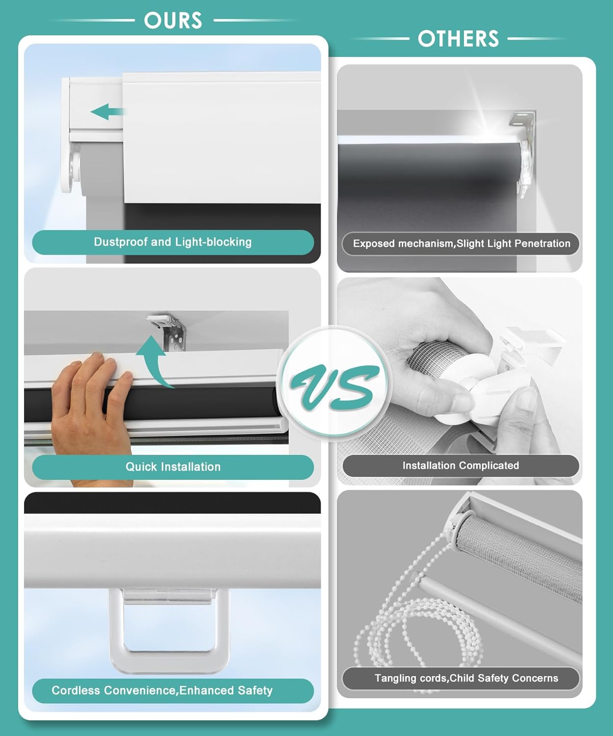 Persianas enrollables opacas para ventanas, 35 x 72 pulgadas, para dormitorio interior, persianas enrollables sin cordón con protección UV para el